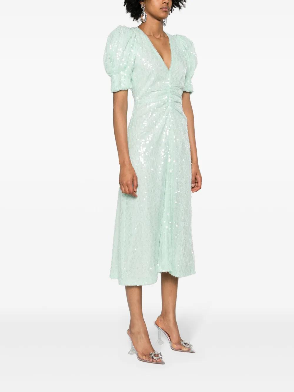 sequinned puff-sleeve midi dress   Product Image