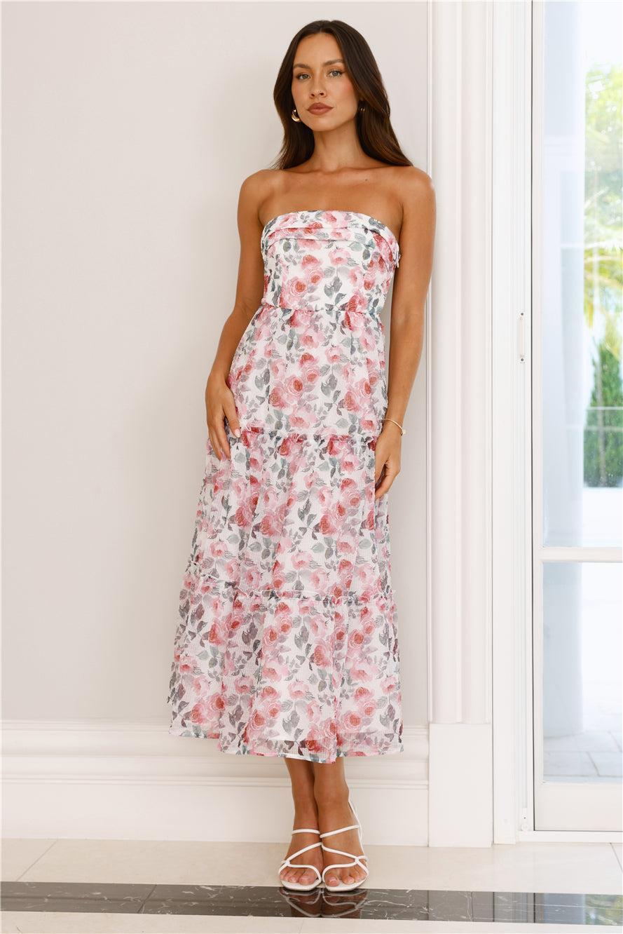 Like Wearing Poetry Strapless Midi Dress Pink Product Image