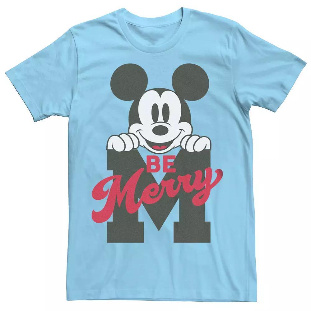 Disney's Mickey Mouse Men's Be Merry Tee, Size: Medium, Light Blue Product Image