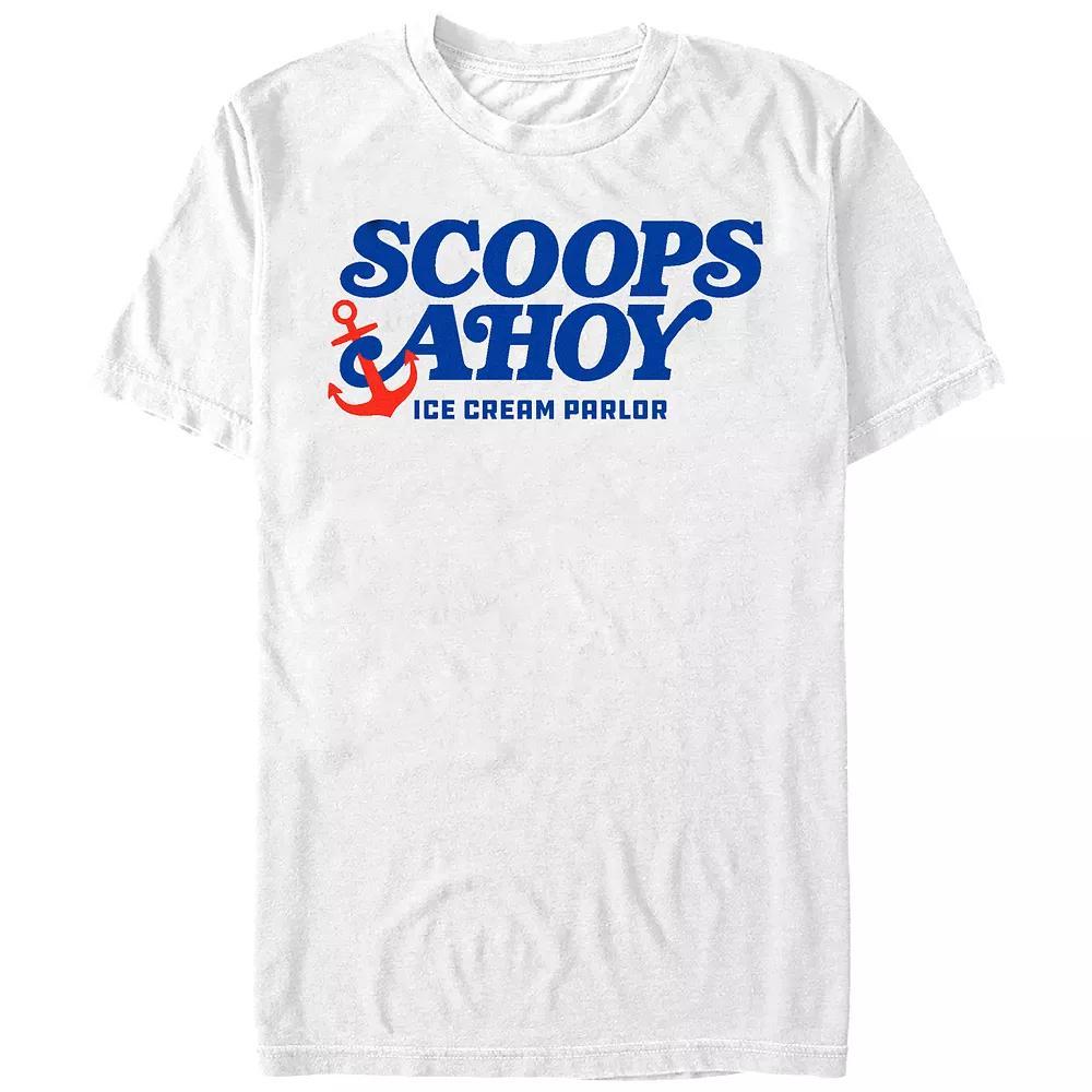 Men's Stranger Things Scoops Ahoy Ice Cream Parlor Graphic Tee, Size: XXL, White Product Image