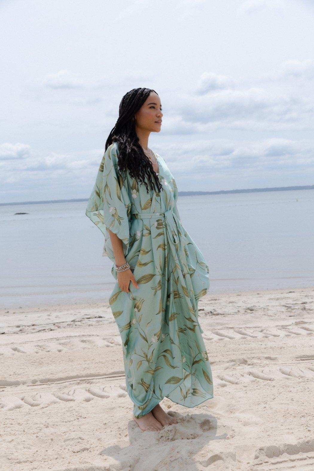 Satin Kaftan Tie-Front Maxi Product Image