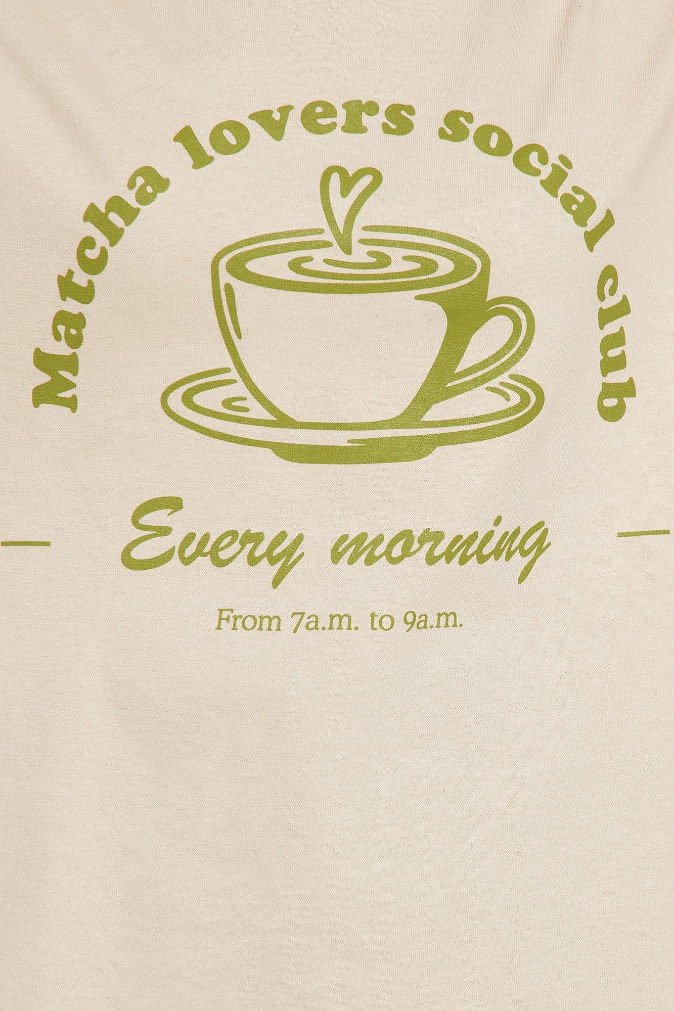 Matcha Lovers Social Club Oversized Tee - Sand Product Image