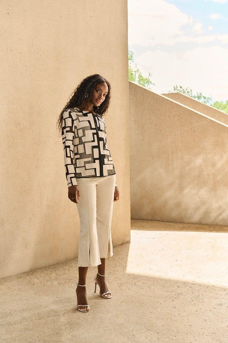Culotte Jeans With Embellished Front Seam Product Image