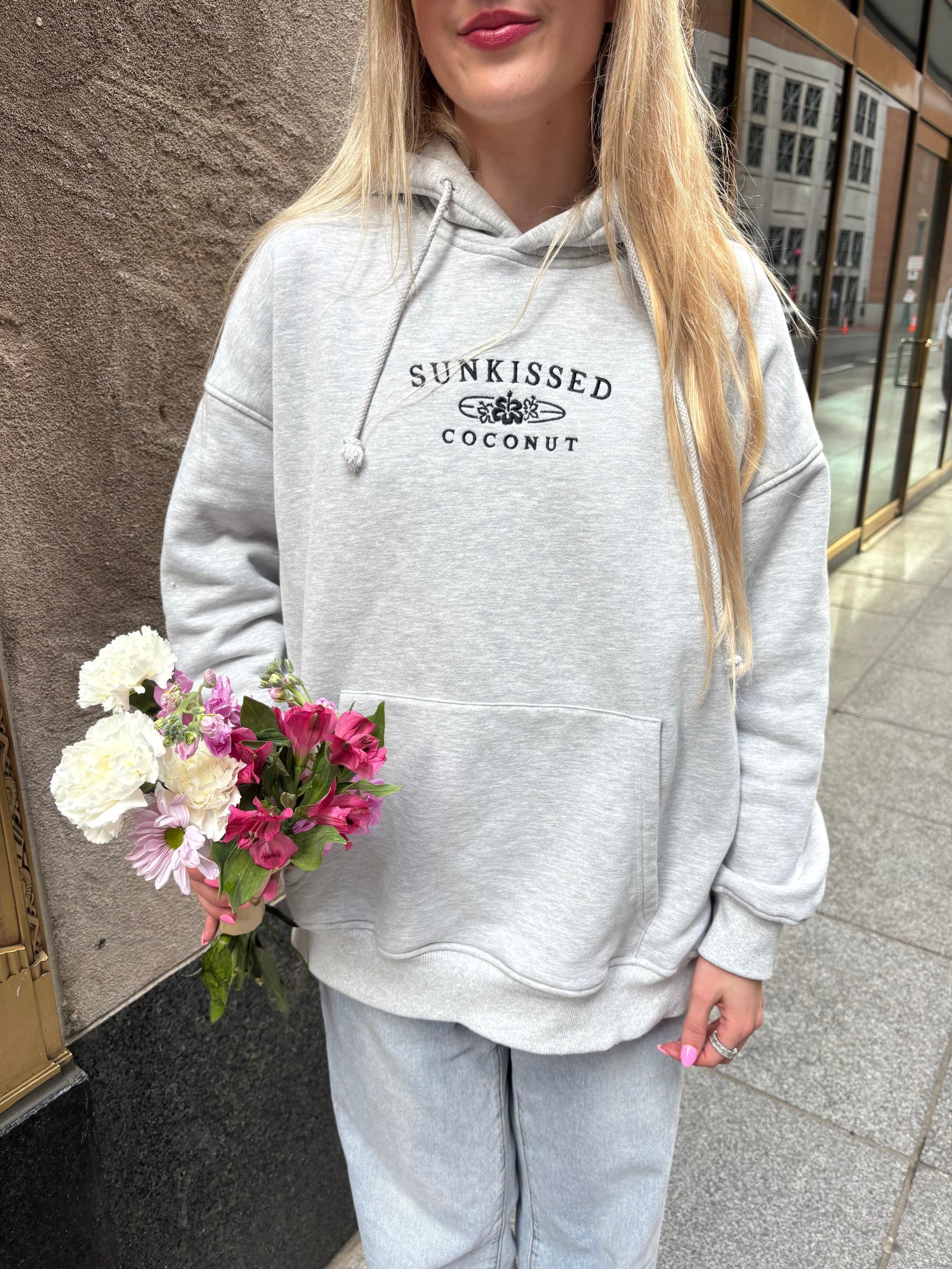 Afternoon Grey Sunkissedcoconut Logo Embroider Hoodie Girls Product Image