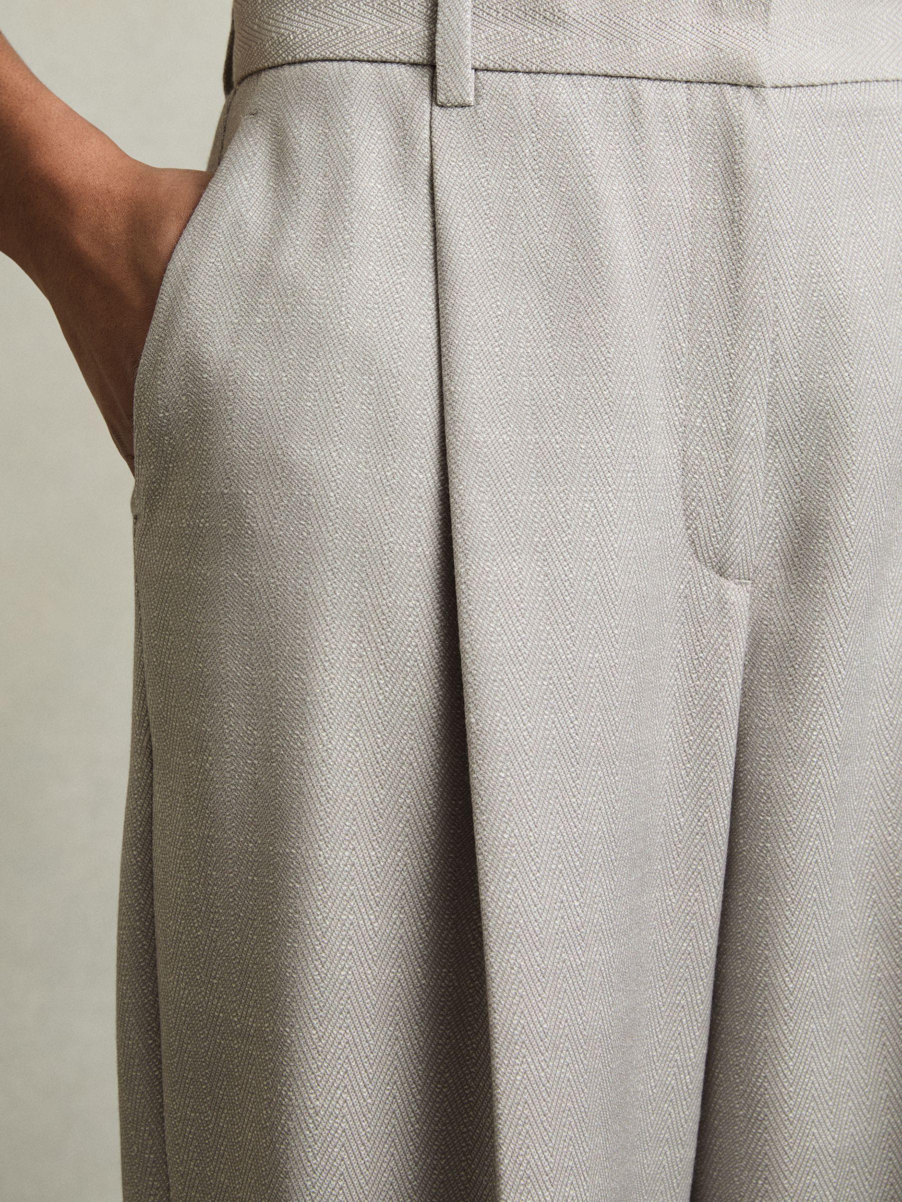Petite Linen Belted Sleeveless Midi Dress in Neutral Product Image