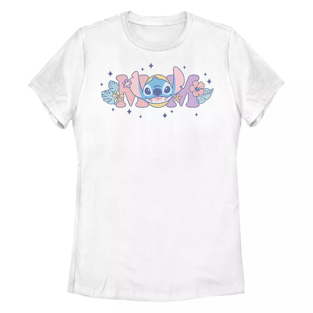 Disney's Lilo & Stitch Mom Floral Sign Women's Graphic Tee, Size: XXL, White Product Image