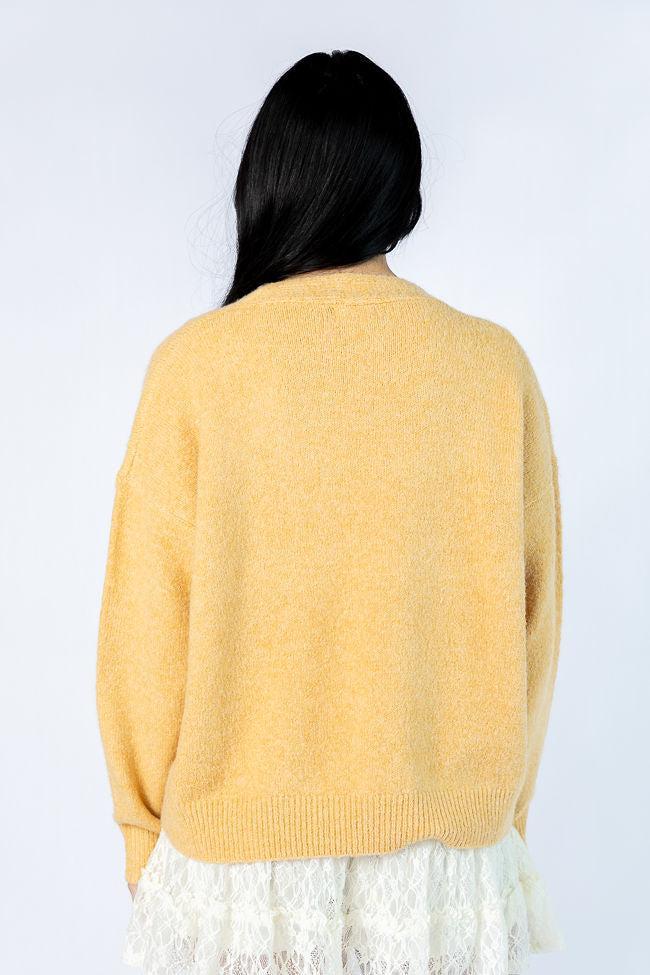 Fields Of Hope Mustard Floral Embroidered Cardigan Product Image