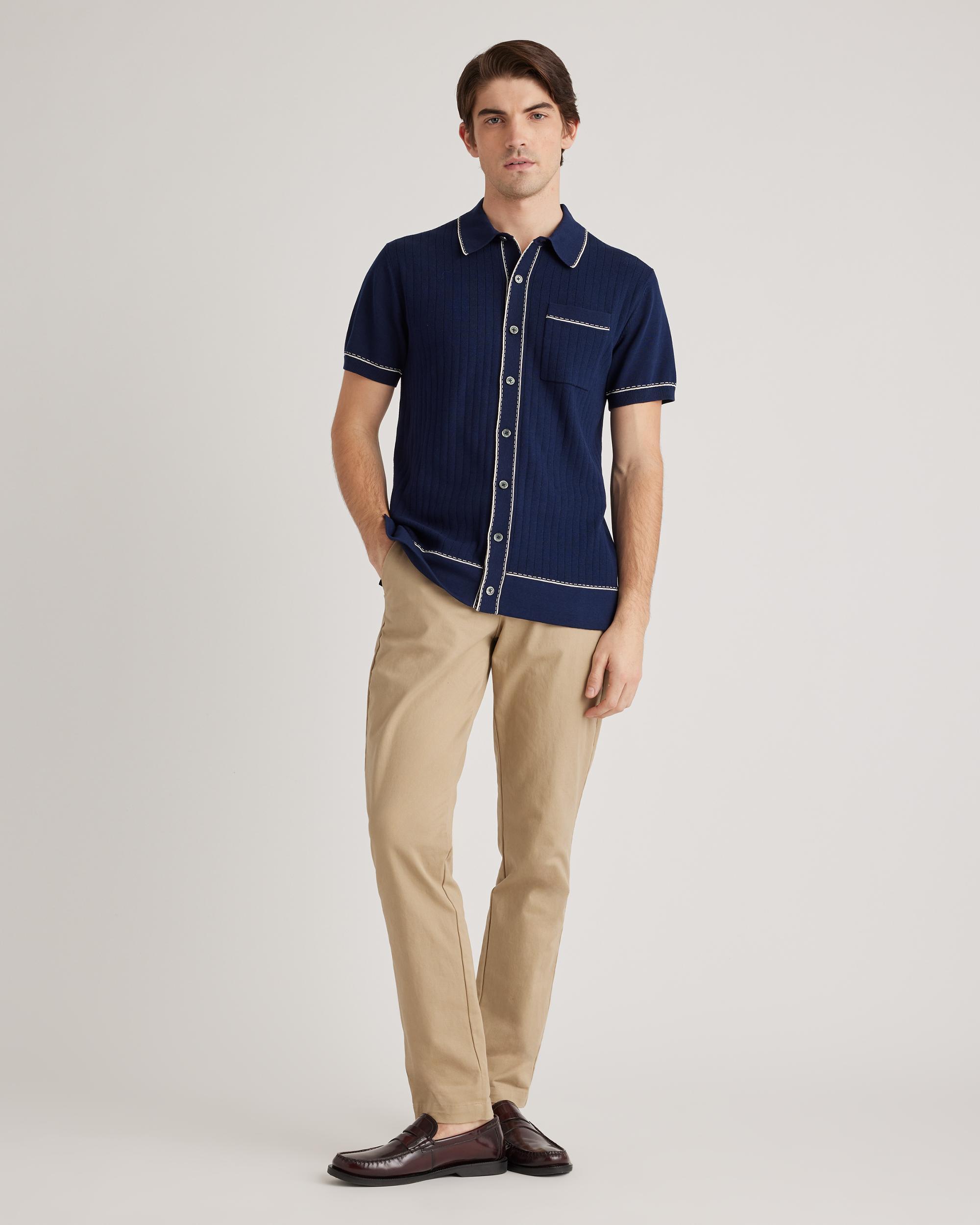 Quince | Men's -Silk Button Down Polo Sweater Size XL, Organic Cotton Product Image