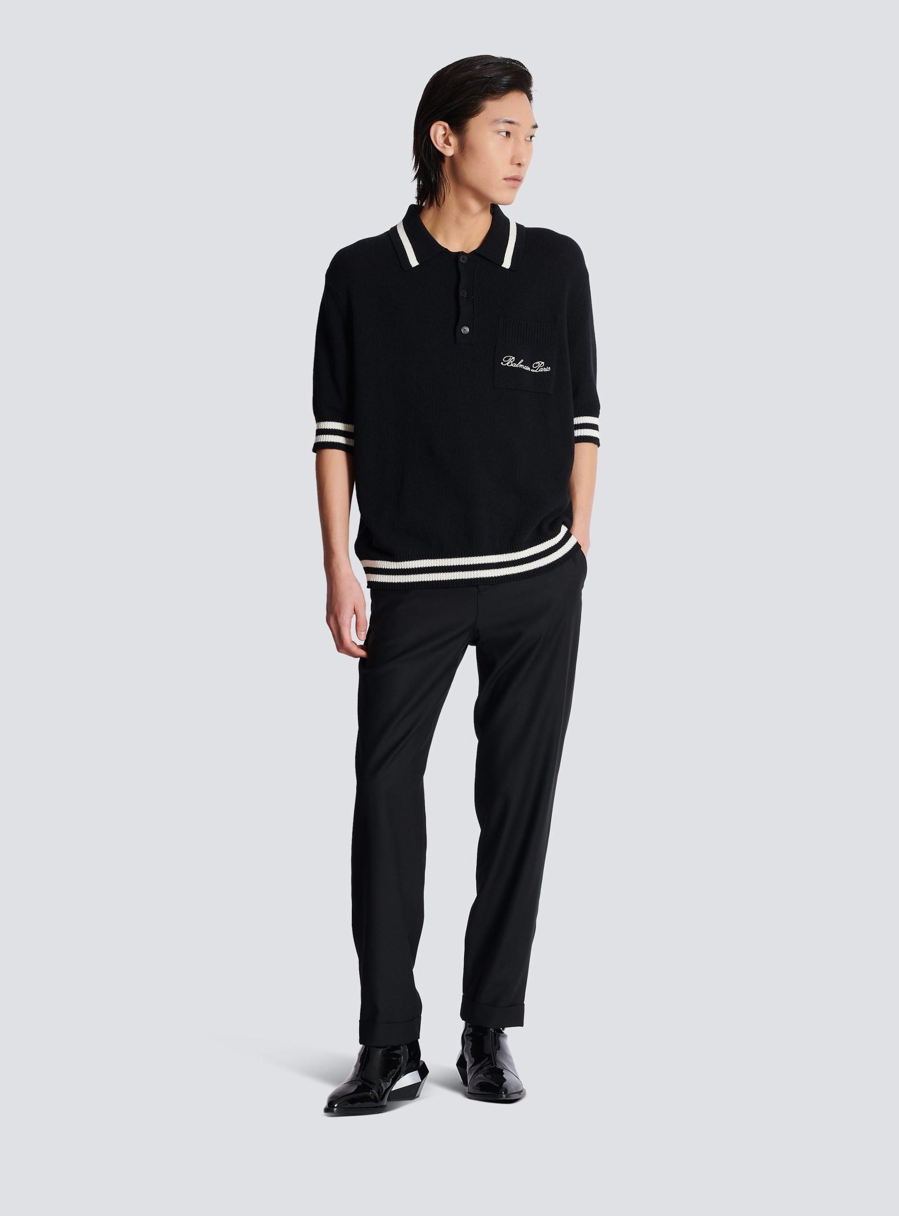 Wool polo shirt with Balmain Signature embroidery Product Image