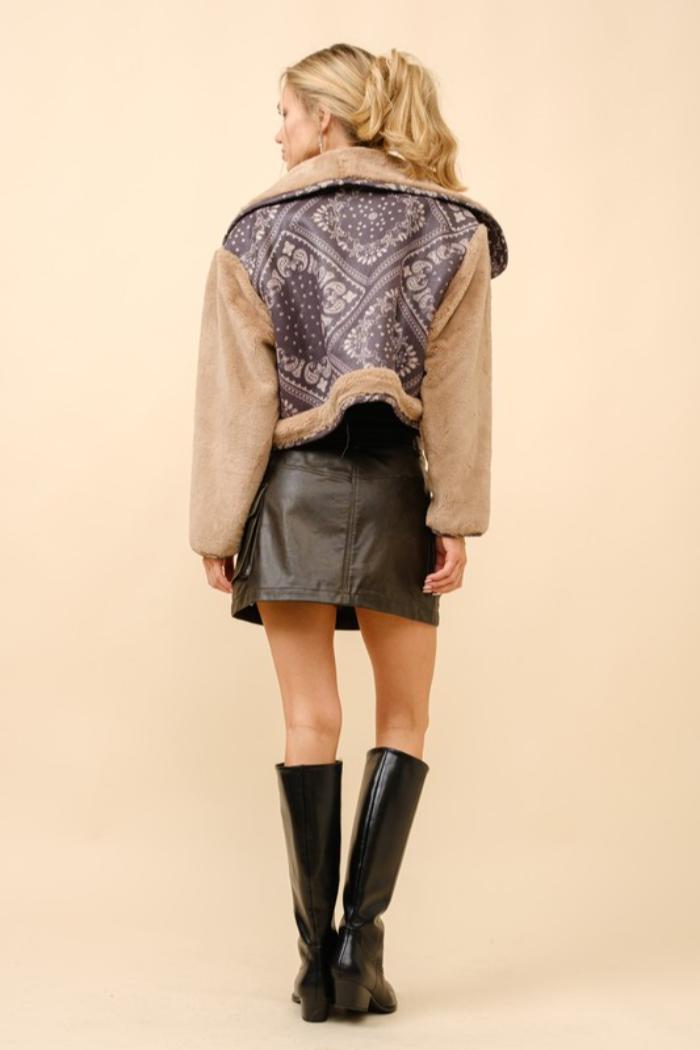 Bandana Fur Cropped Jacket Product Image
