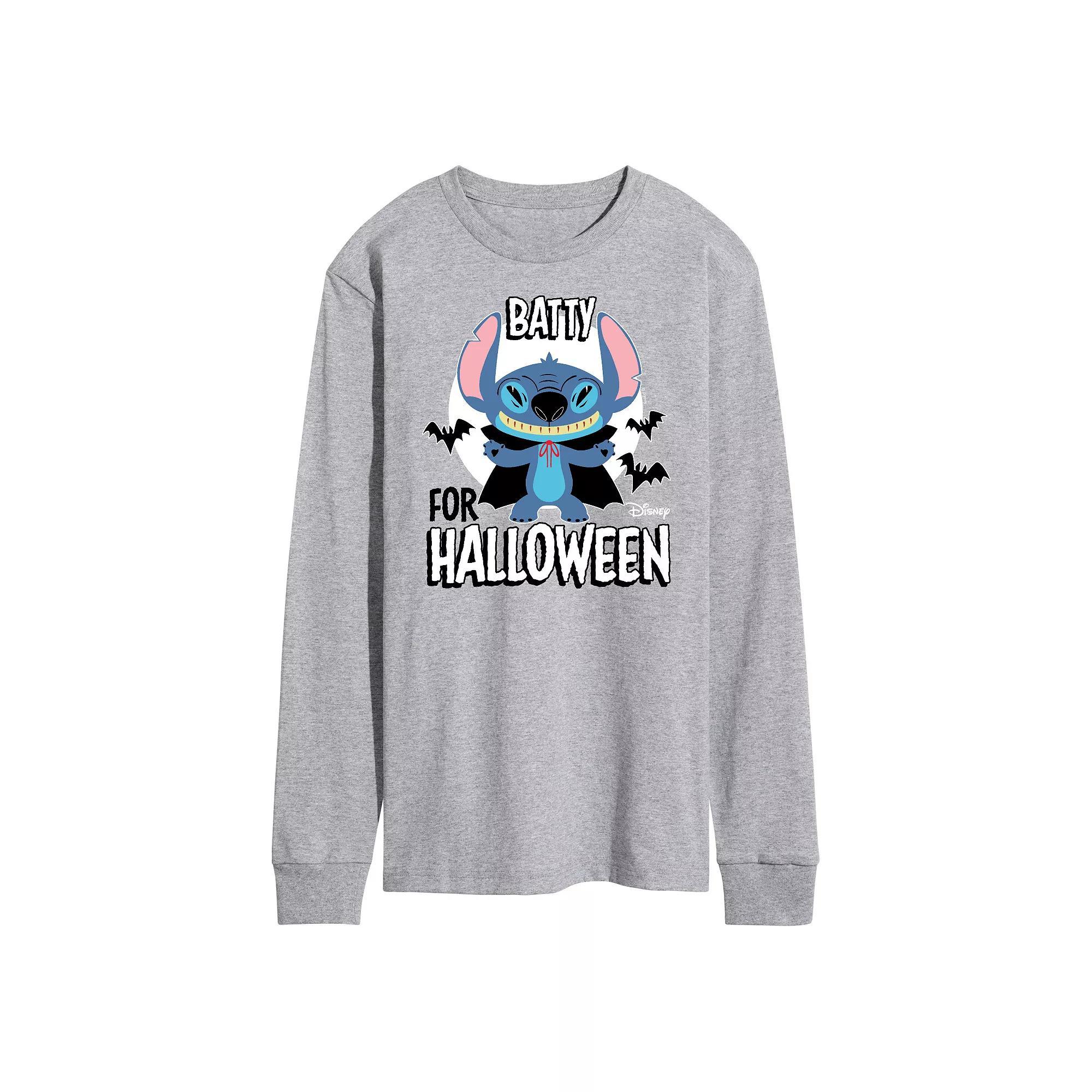 Disneys Lilo & Stitch Mens Batty For Halloween Long Sleeve Tee Product Image