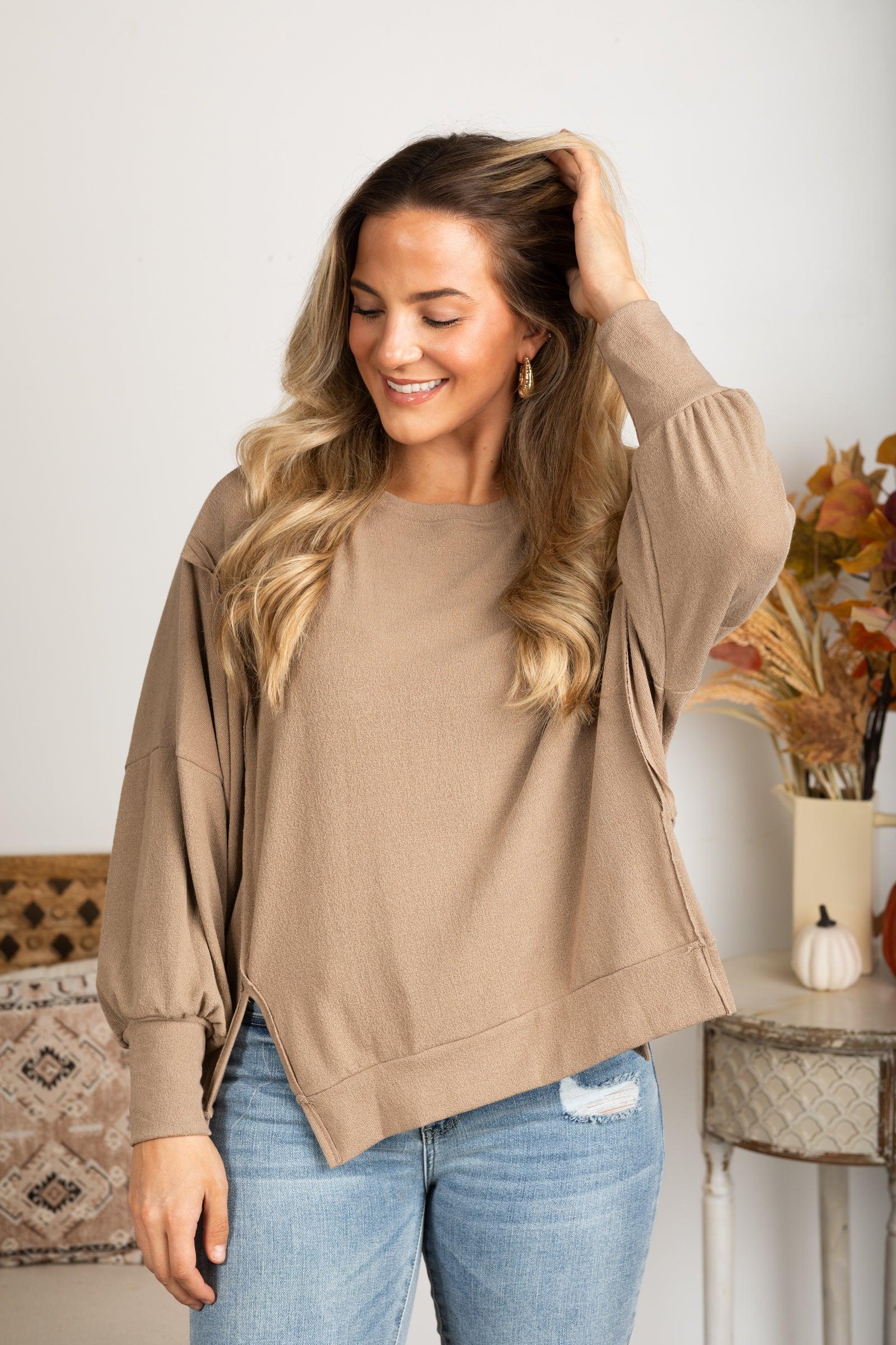 Pieced Oversized Crepe Hacci Knit Top Product Image