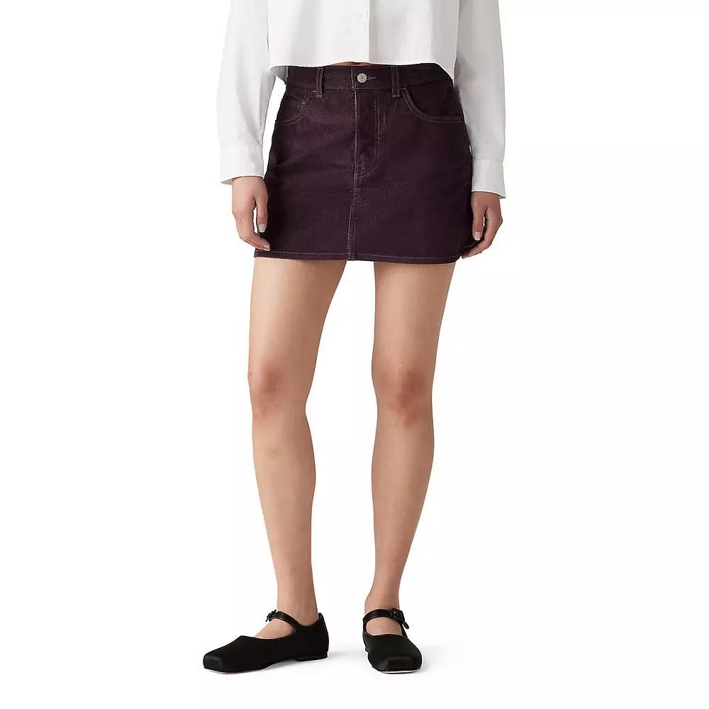 Women's Levi's® A-Line Button Front Mini Skirt, Size: 31(US 12)Medium, Purple Perfect Cord Product Image