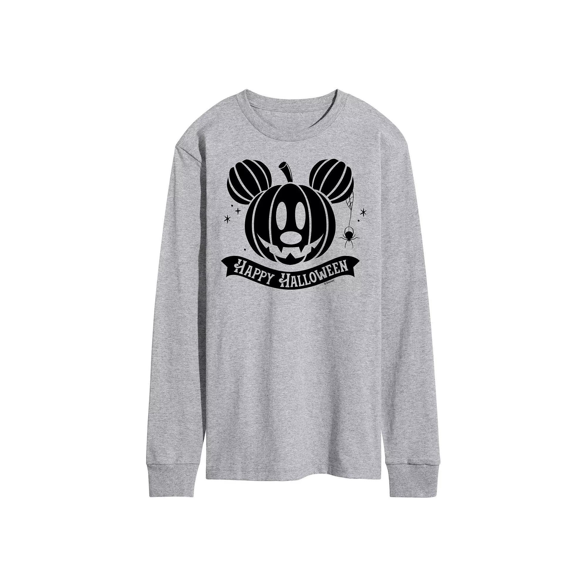 Disneys Mickey Mouse Mens Happy Halloween Pumpkin Long Sleeve Graphic Tee Product Image