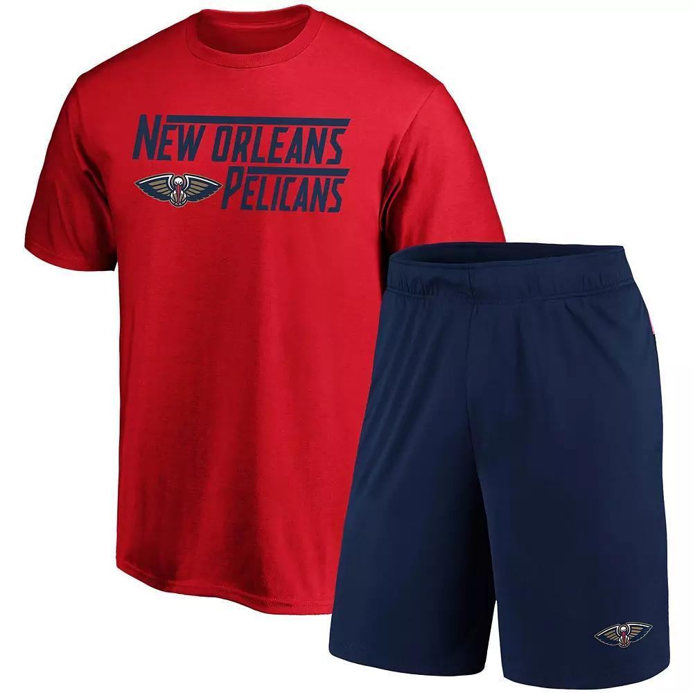 Men's Fanatics Branded Red/Navy New Orleans Pelicans T-Shirt & Shorts Combo Pack, Size: XL Product Image
