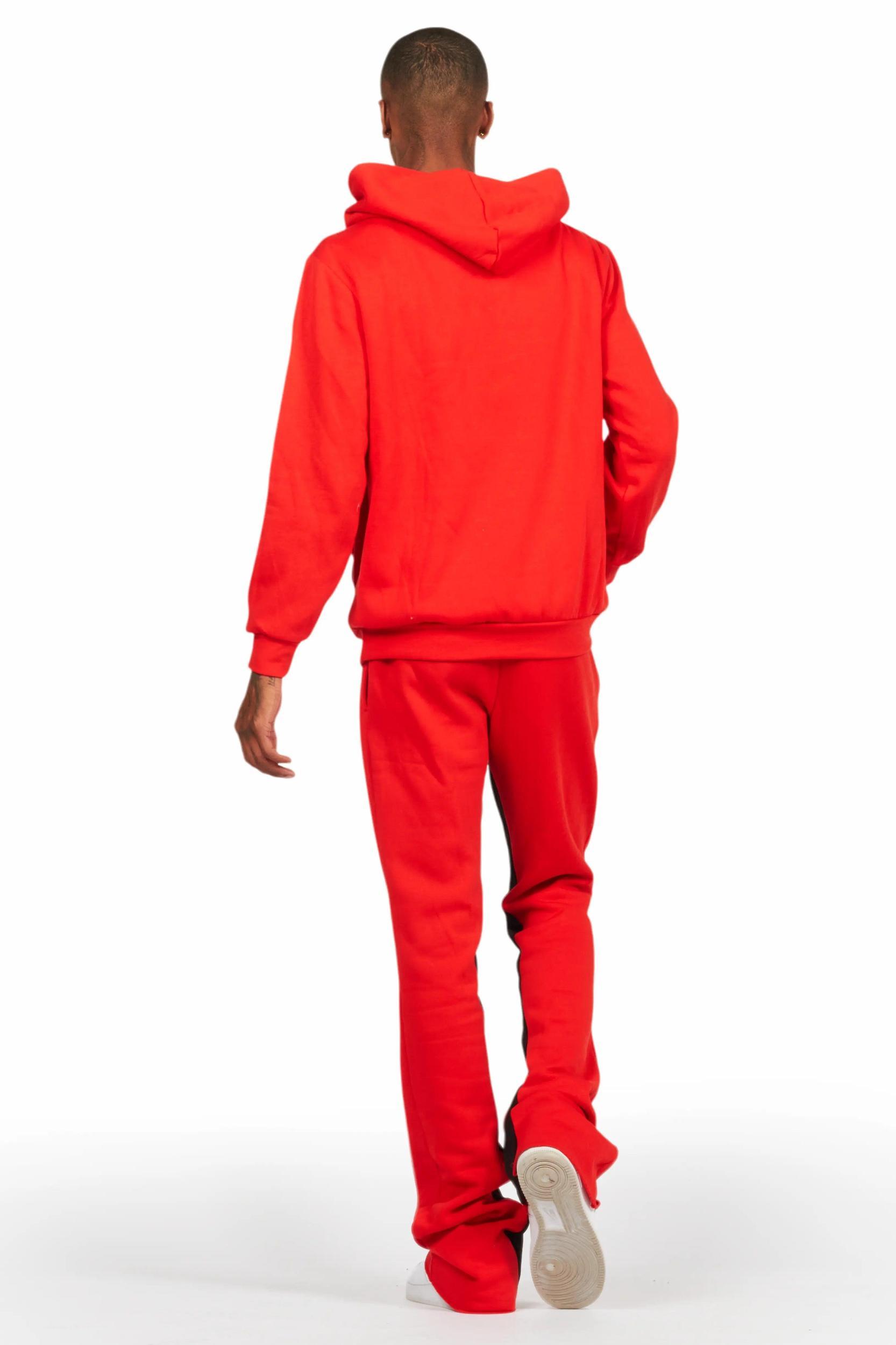 Mallor Red Baggy Stacked Hoodie Track Set Male Product Image