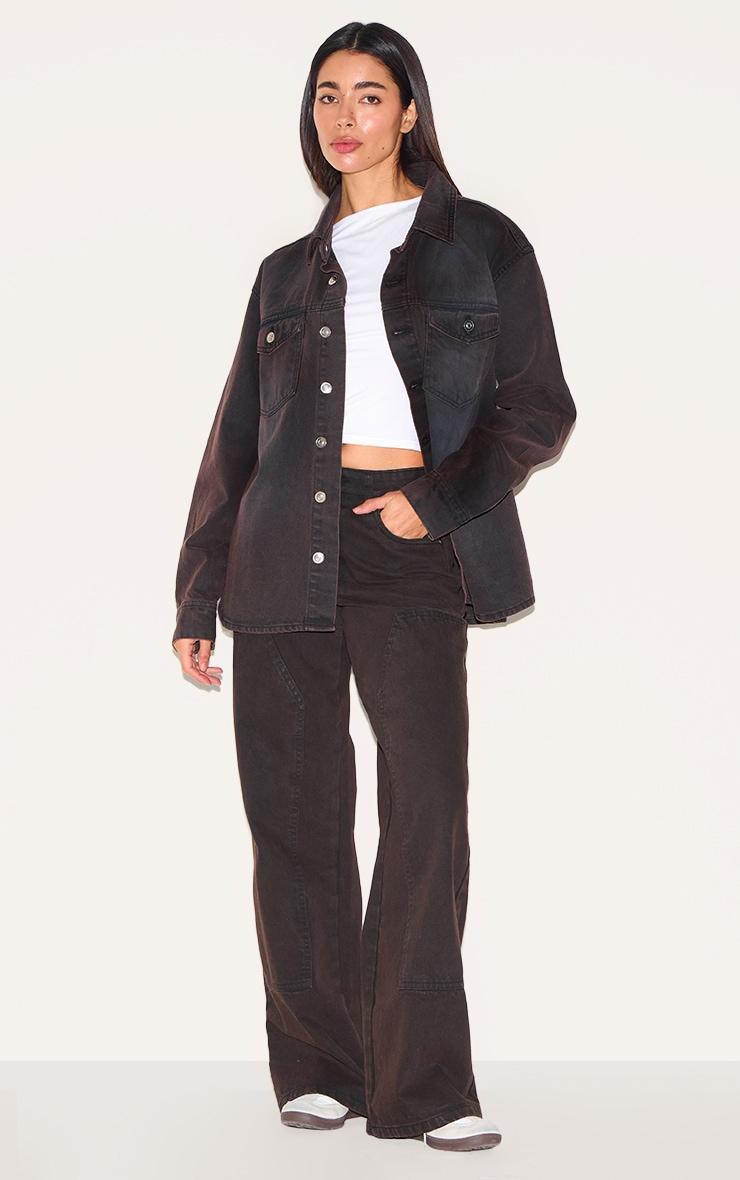 Dark Chocolate Boxy Fit Denim Shirt Product Image