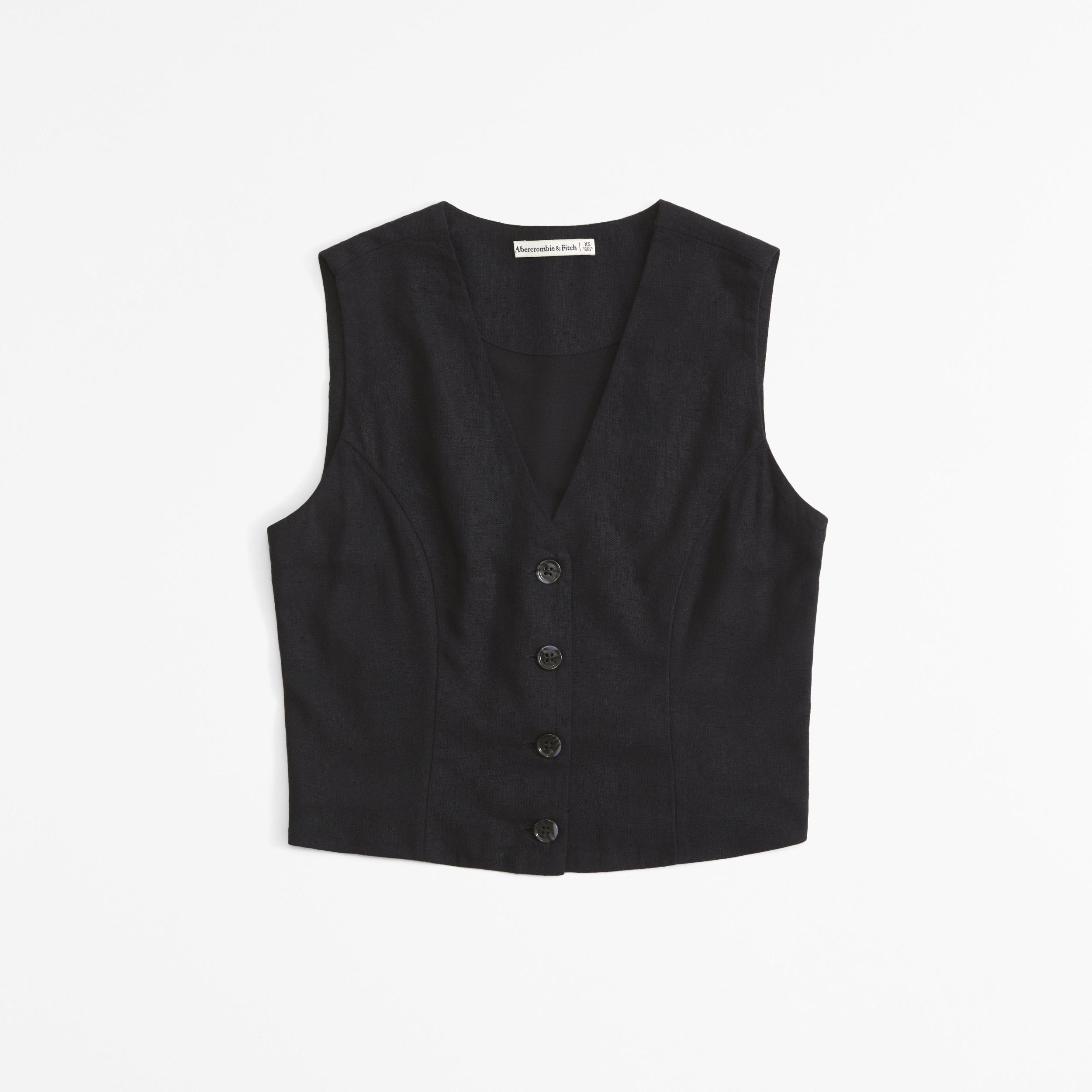 The A&F Mara Linen-Blend Vest Product Image