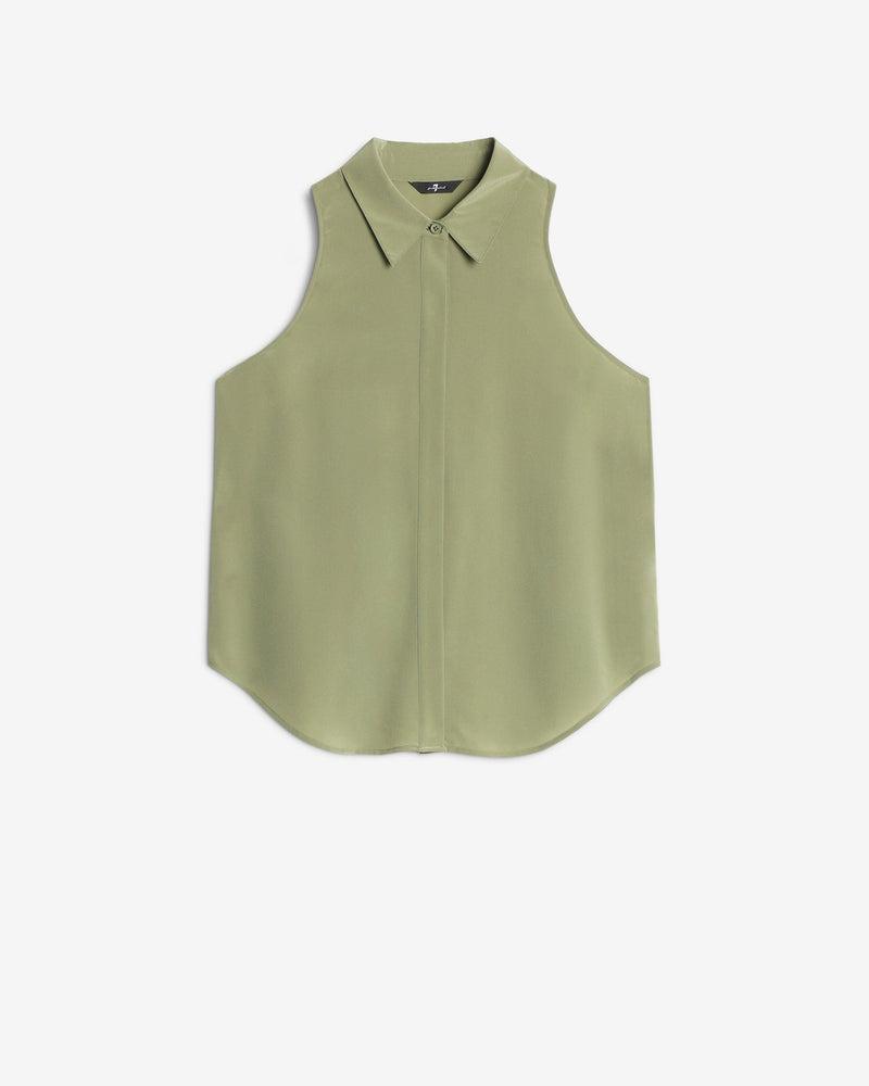 Sleeveless Silk Button Down Product Image
