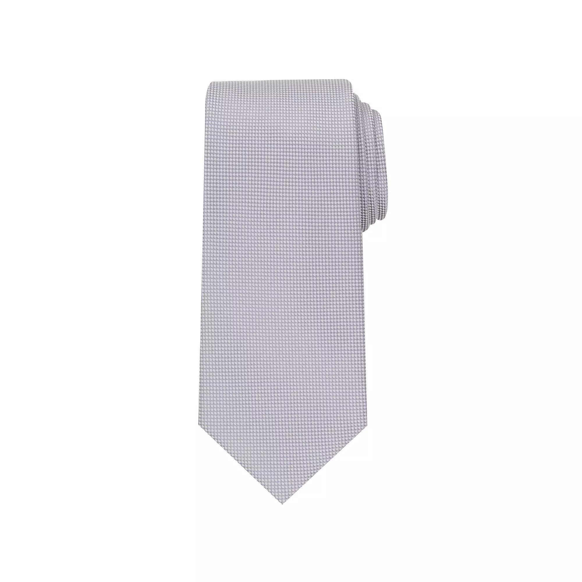Men's Bespoke Solid Tie, Silver Oxford Product Image