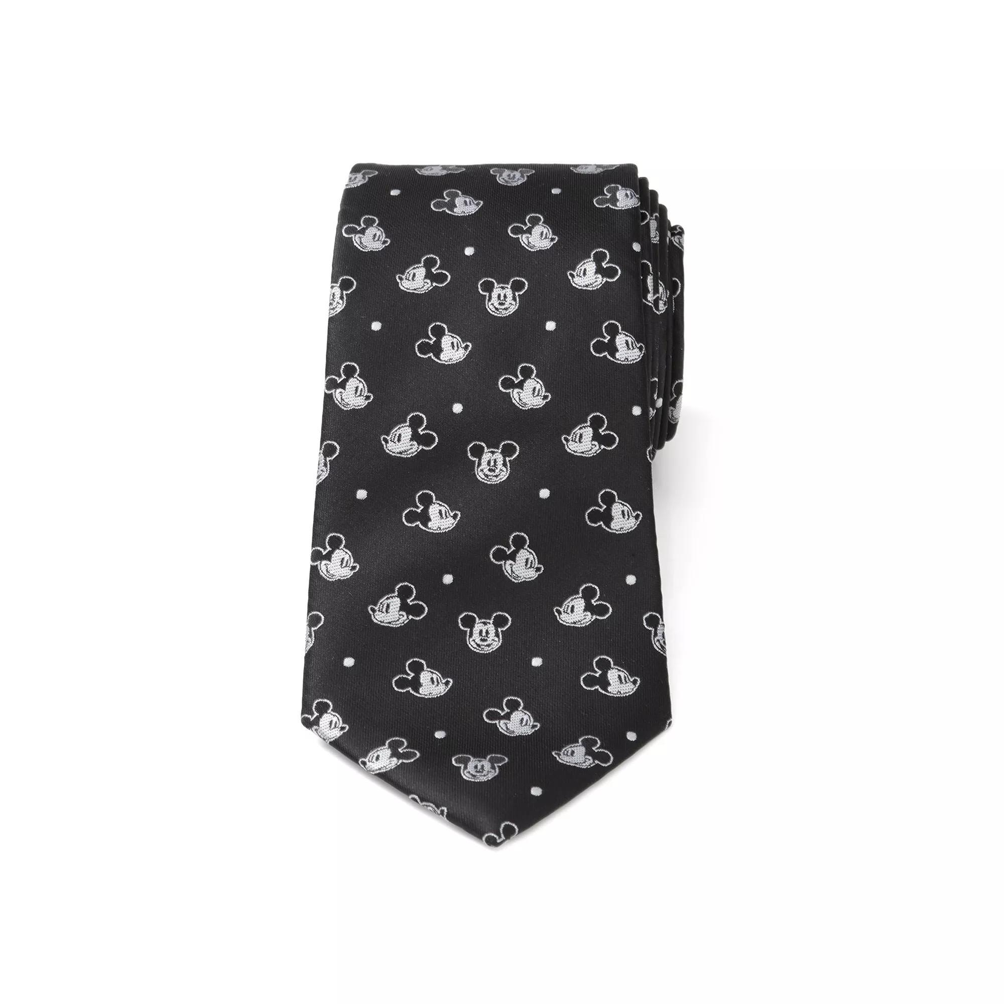 Disney's Pattern Men's Tie, Mickey Dot Black Product Image