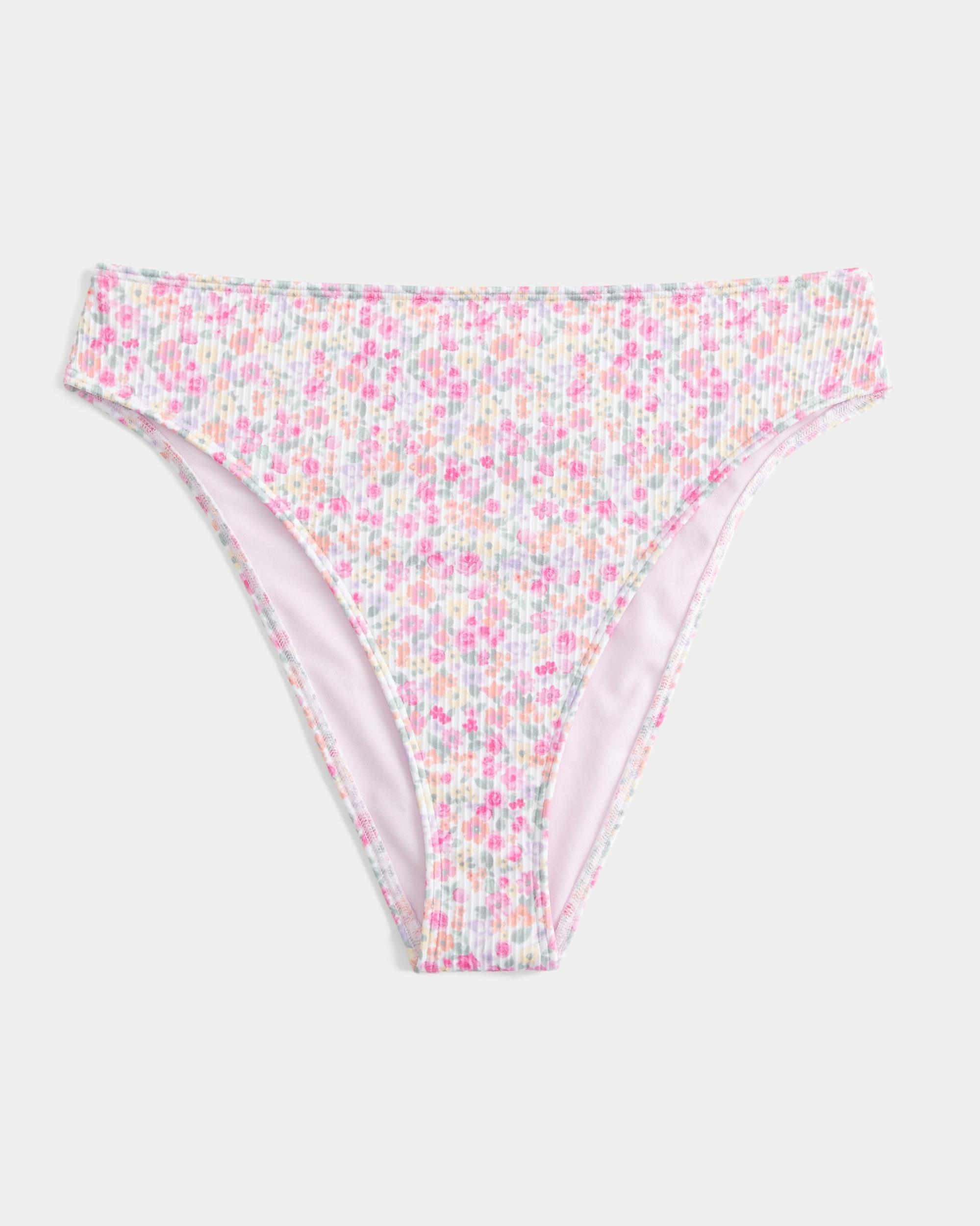Curvy High-Leg High-Waist Ribbed Cheeky Bikini Bottom Product Image