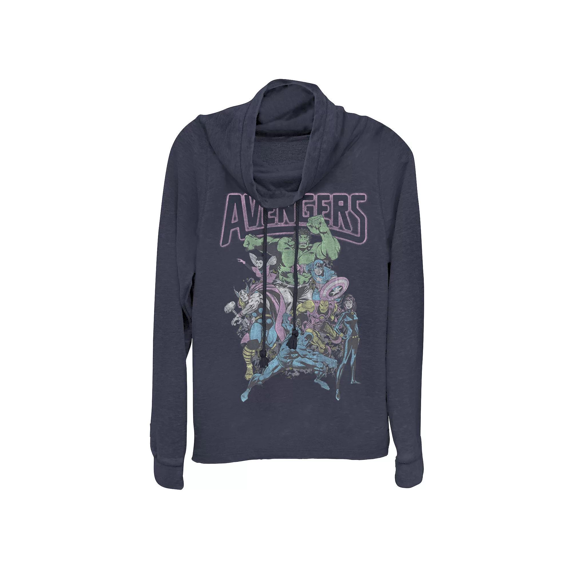 Juniors' Marvel Avengers Band Cowlneck Graphic Lightweight Long Sleeve, Girl's, Size: XL, Blue Product Image
