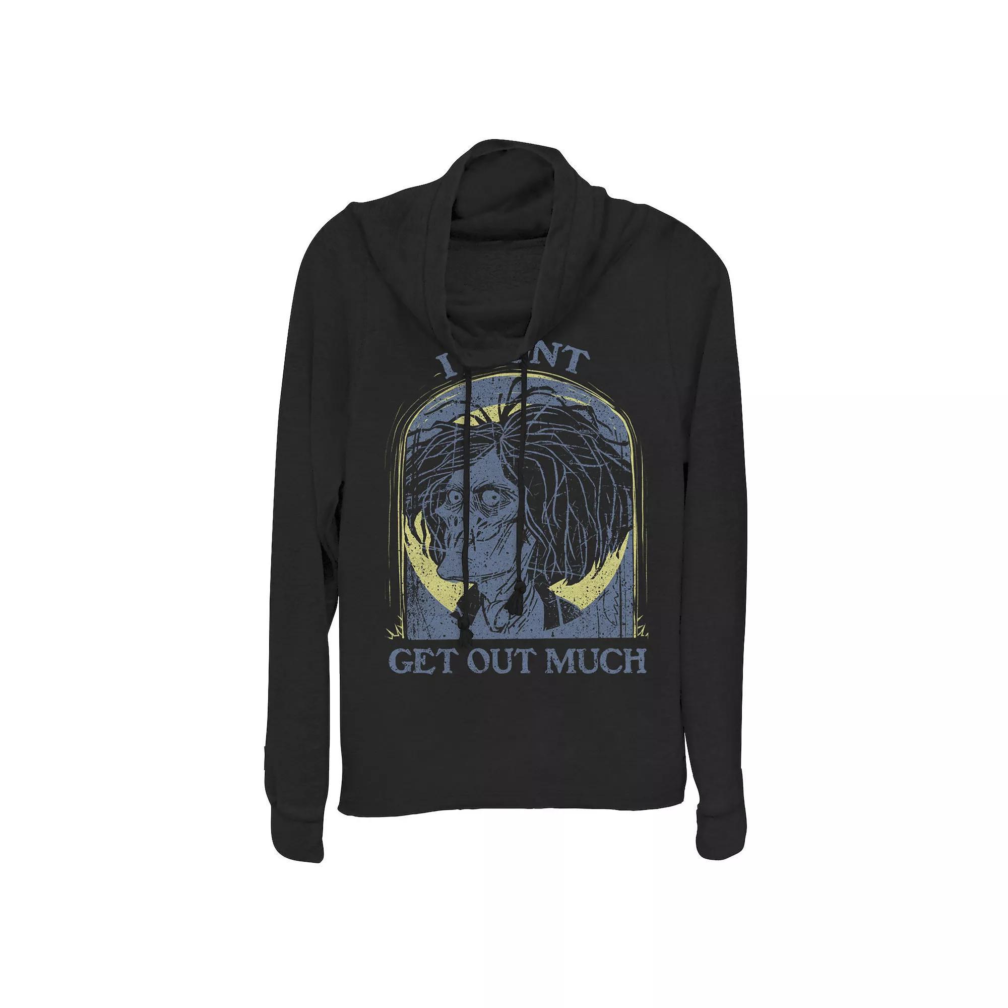 Disney's Cruella De Vil Juniors' Modern Stack Cowlneck Graphic Lightweight Long Sleeve, Girl's, Size: Large, Black Product Image