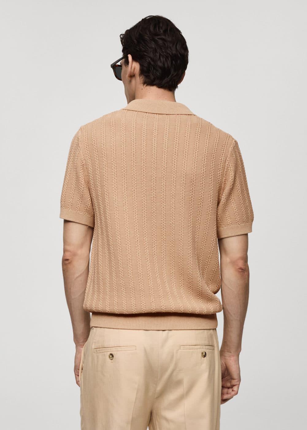 Twisted knitted cotton polo shirt - Men | MANGO USA Product Image