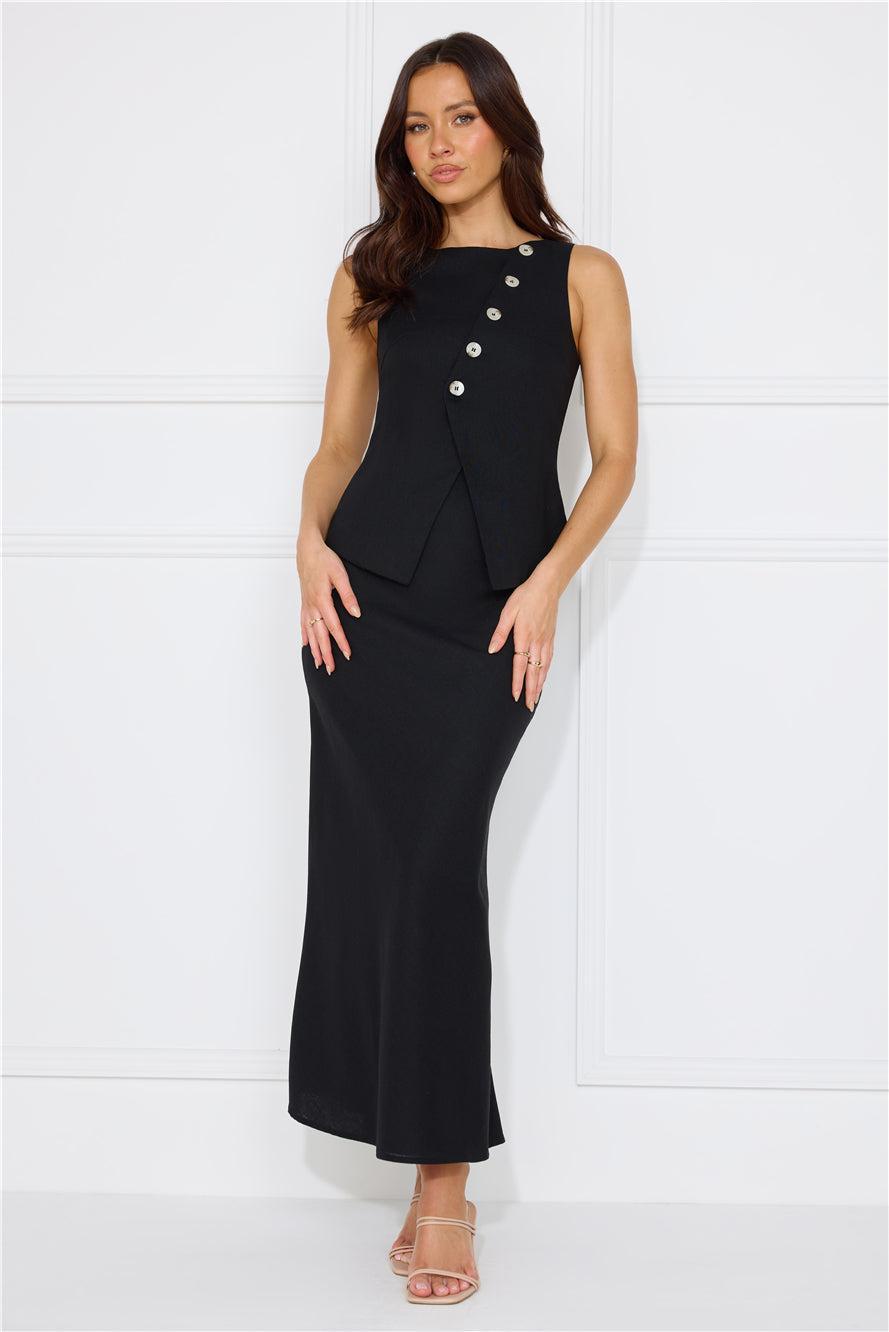 Days In Linen Blend Top Black Product Image