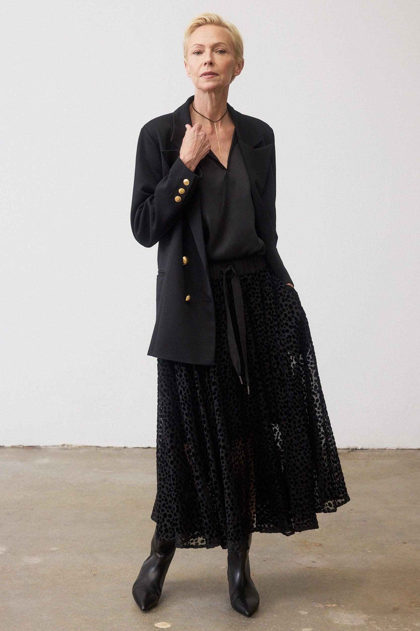 Pull-On Velvet Burnout Maxi Skirt Product Image