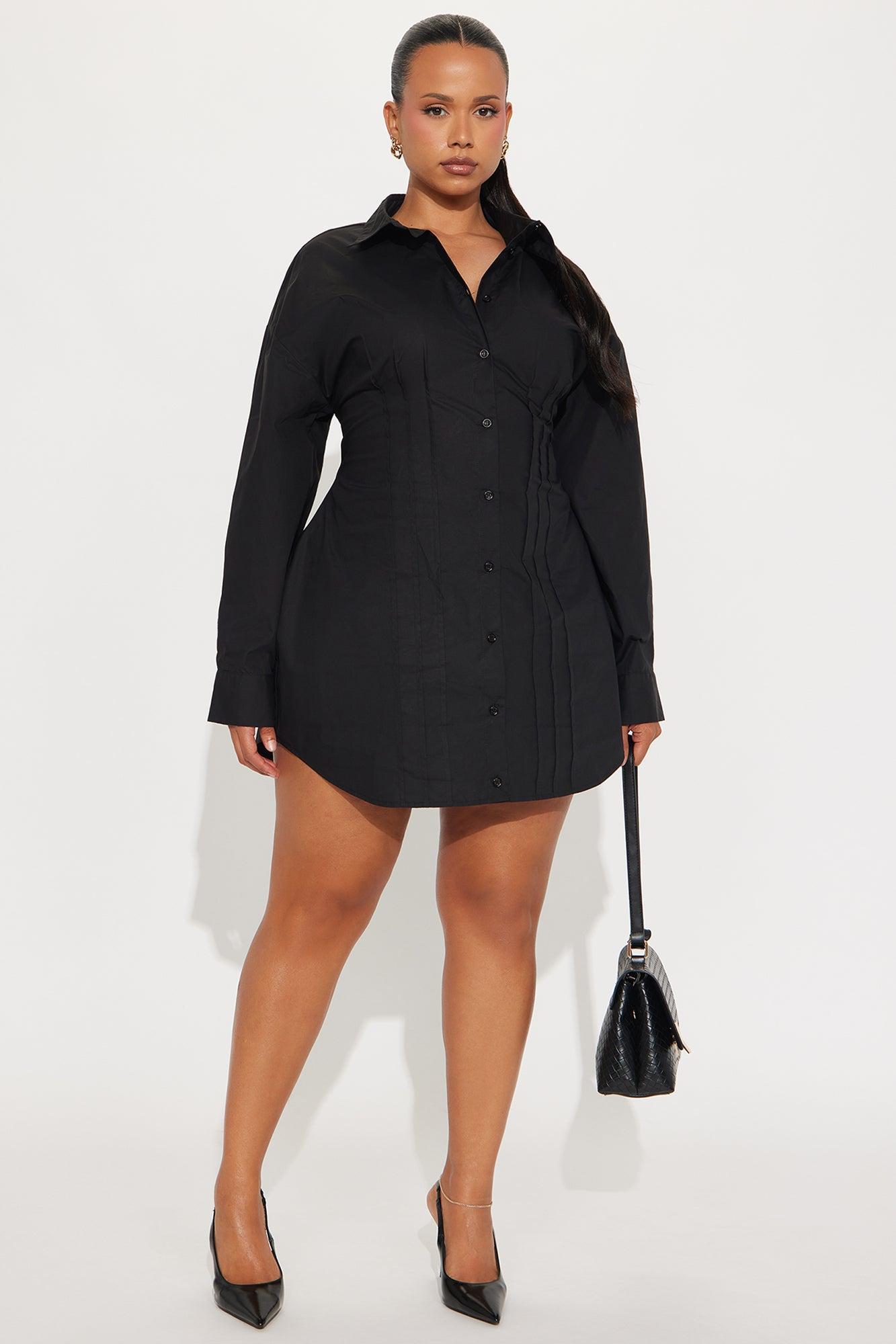 Vera Collar Shirt Mini Dress - Black Product Image