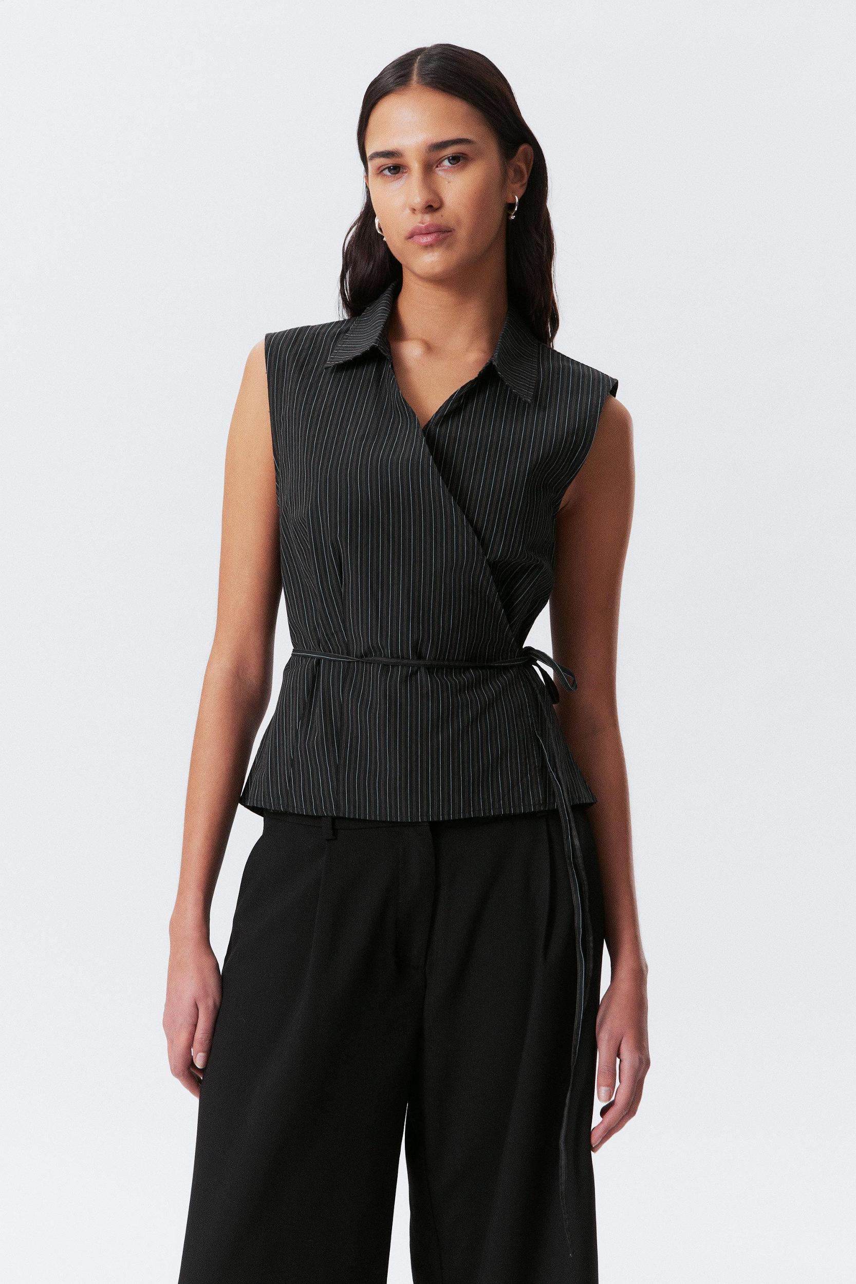 Sleeveless Cotton Wrap Top Product Image