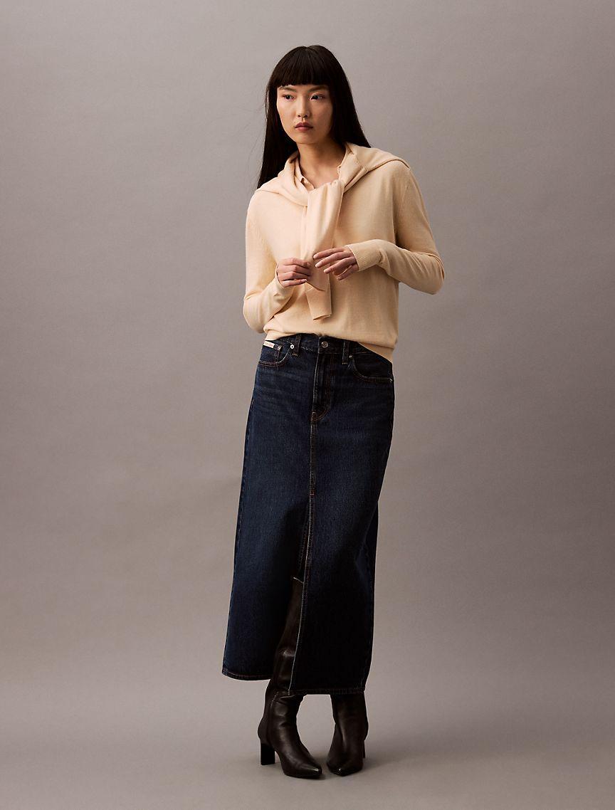 Calvin Klein Women's Extra Fine Merino Blend Polo Sweater - Neutral - S Product Image
