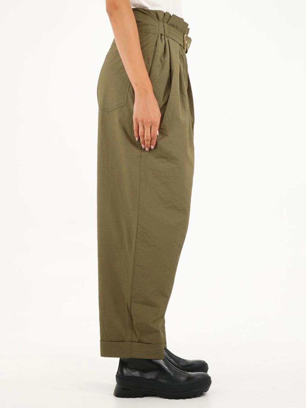 BALMAIN High-waist Paperbag Tailored Trousers In Green Product Image