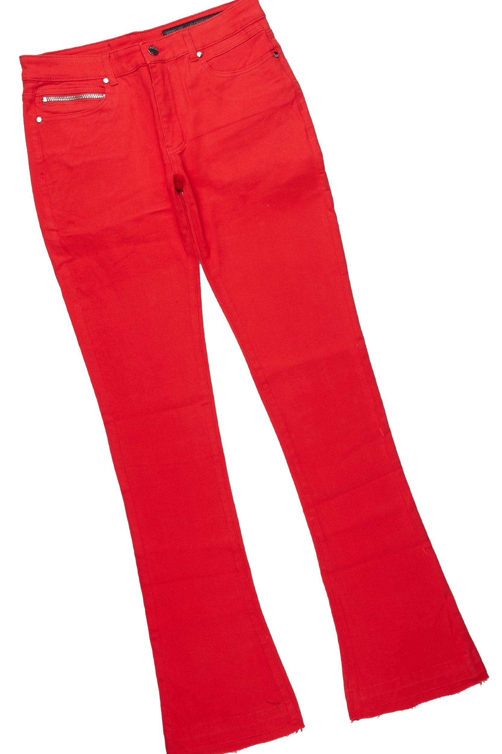 Sana Red T-Shirt/Dag Stacked Flare Jean Set Male Product Image