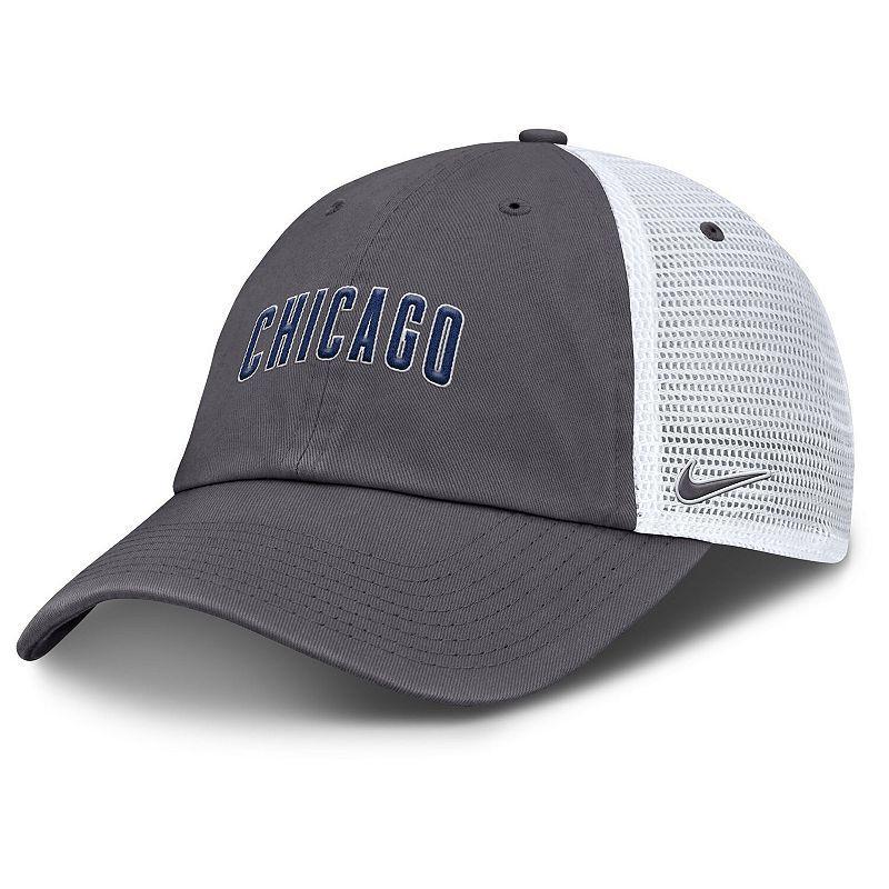 Men's Nike Gray Chicago Cubs Wordmark Club Adjustable Trucker Hat, Size: Medium/Large, Grey Product Image