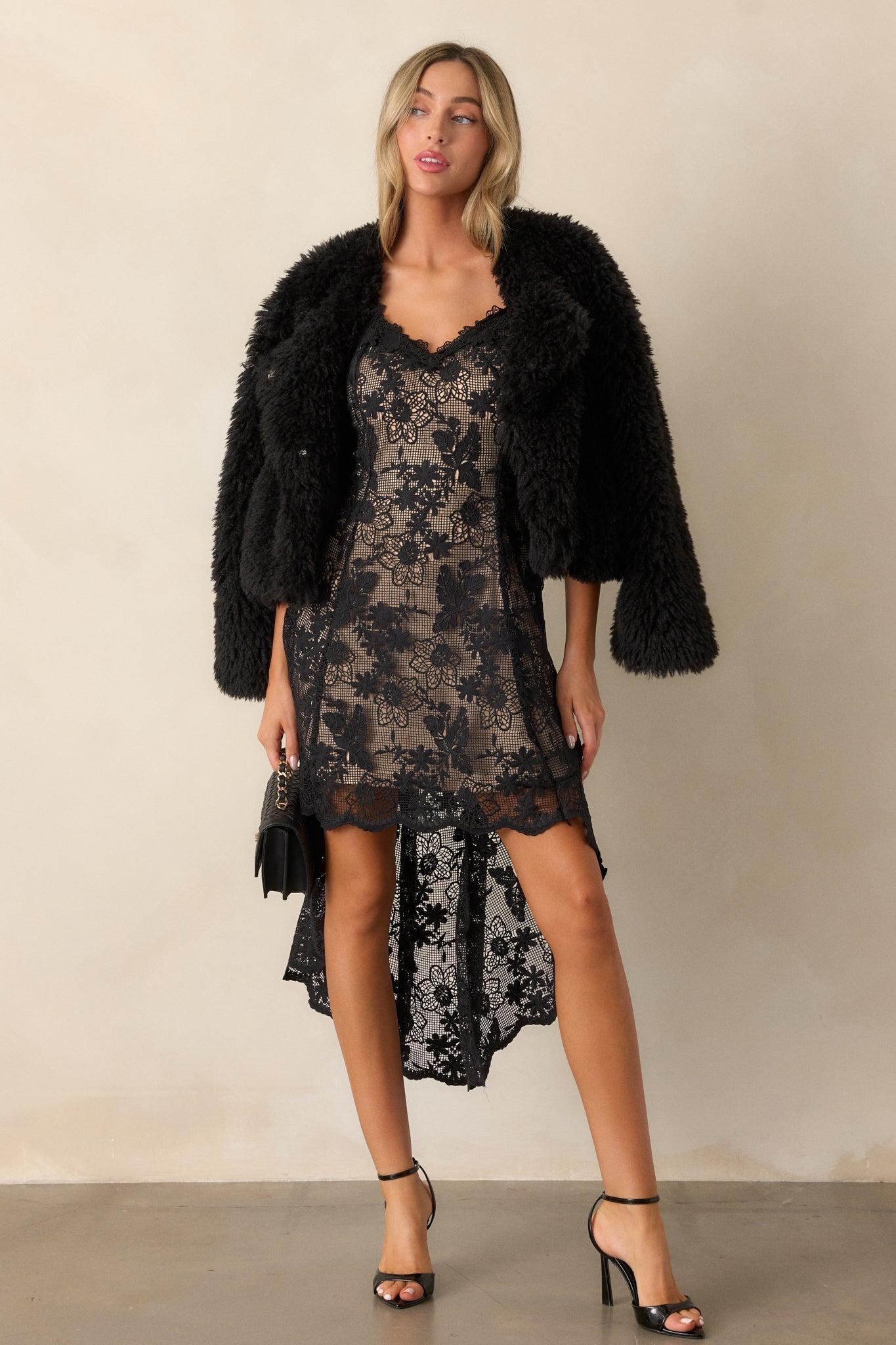 Diva Dreams Black Shearling Jacket Product Image