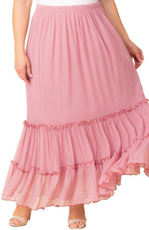 Isla Tiered Mesh Maxi Skirt - Plus Product Image