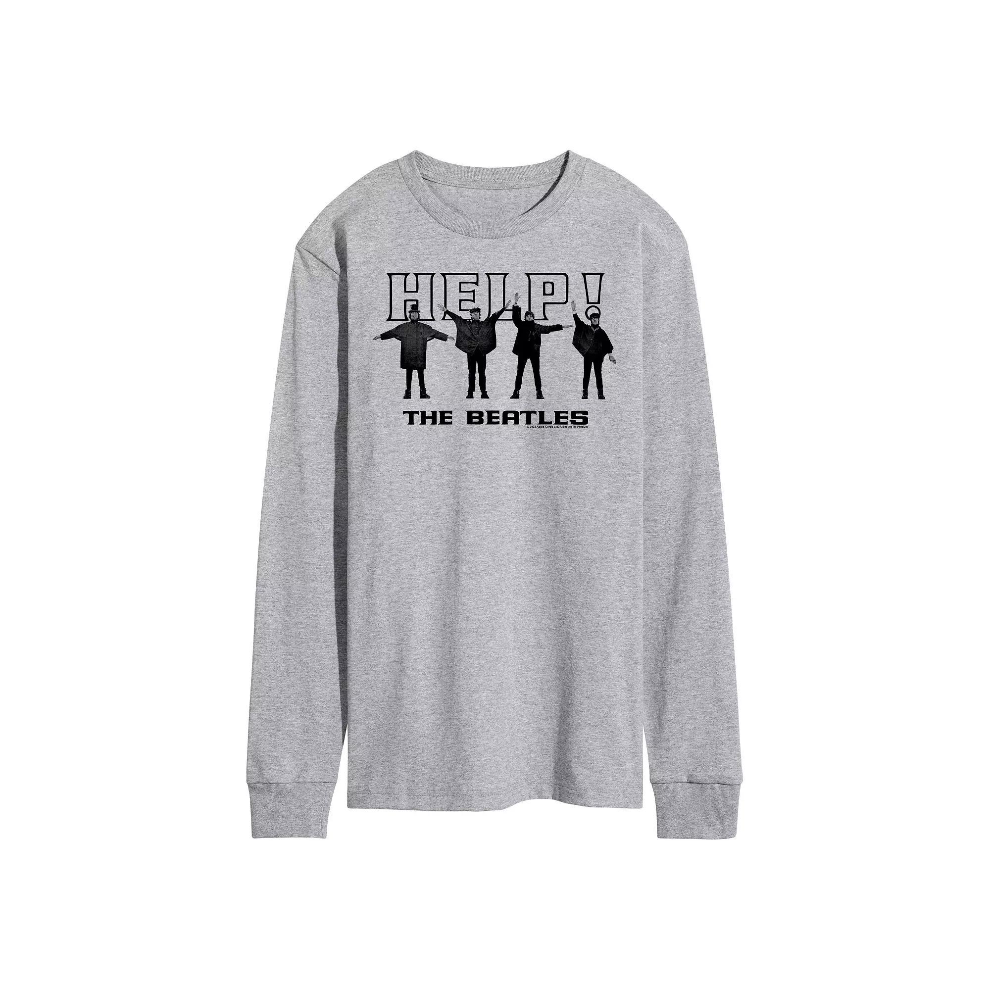 Men's The Beatles Help Long Sleeve Tee, Size: Small, Gray Product Image