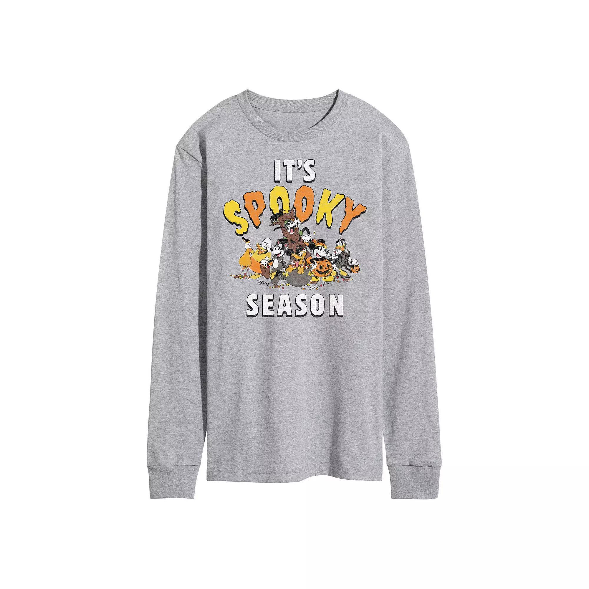 Disneys Mickey Mouse & Friends Mens Its Spooky Season Long Sleeve Graphic Tee Product Image