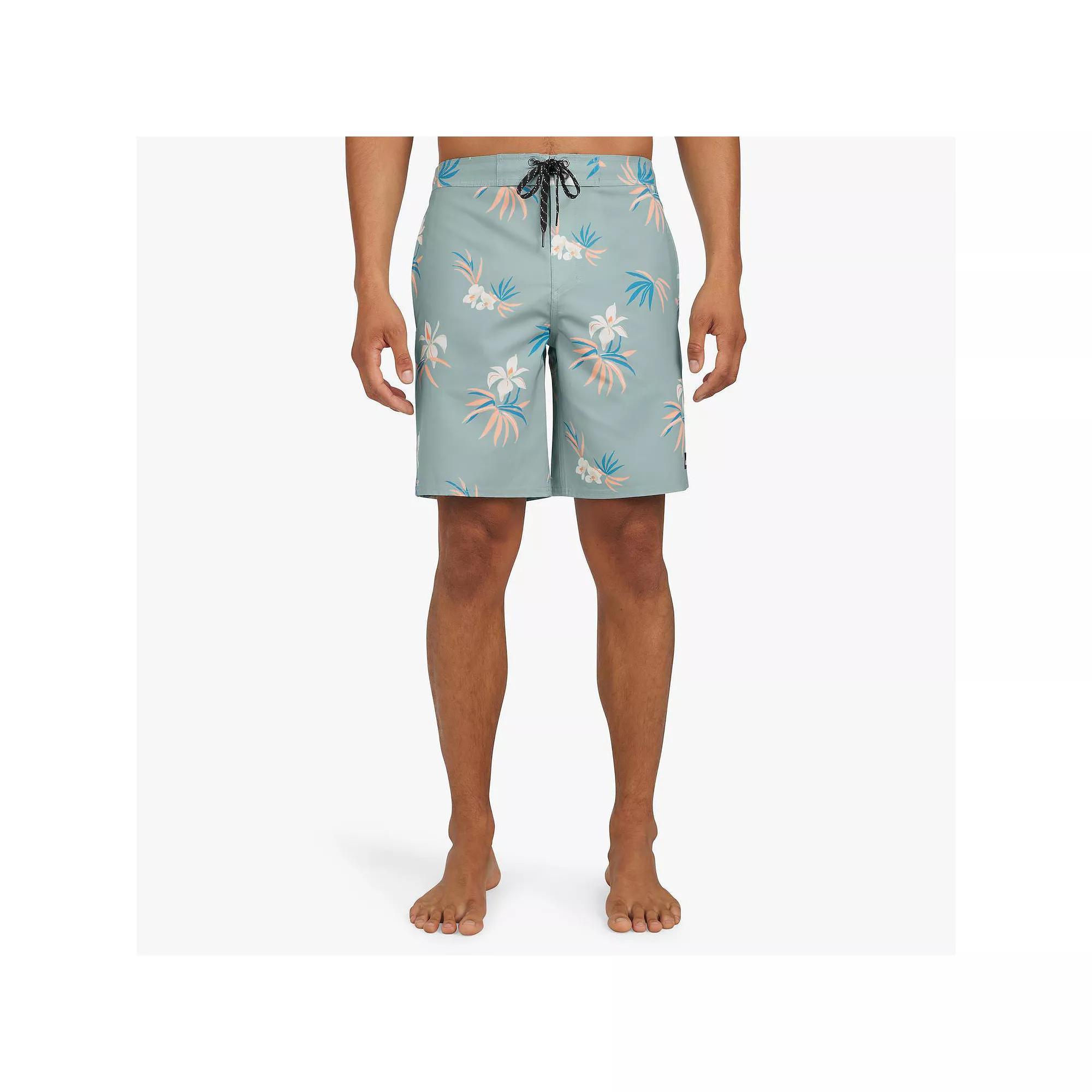 Men's Quiksilver 9.5" Floral Elastic Waist Boardshorts, Size: XL, Jade Grey Product Image