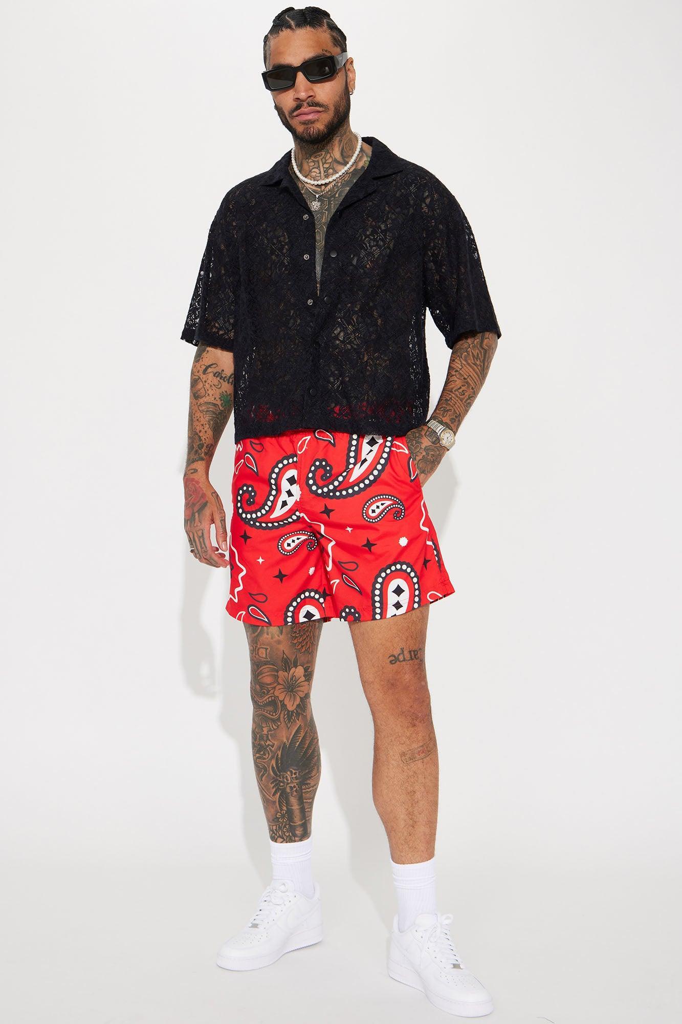 Let's Get Paisley Swim Classic Trunk - Red Product Image