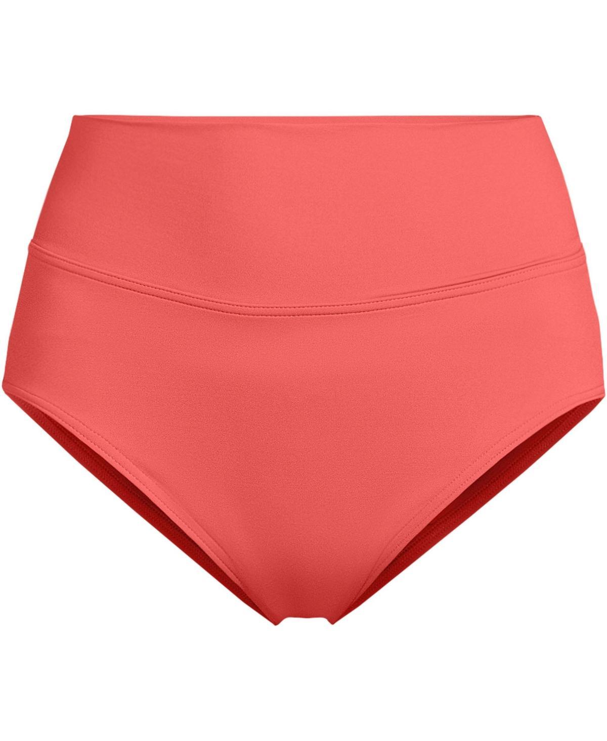 Women's Lands' End Chlorine Resistant Fold Over High Waisted Bikini Bottoms, Size: 8, Egret White Product Image