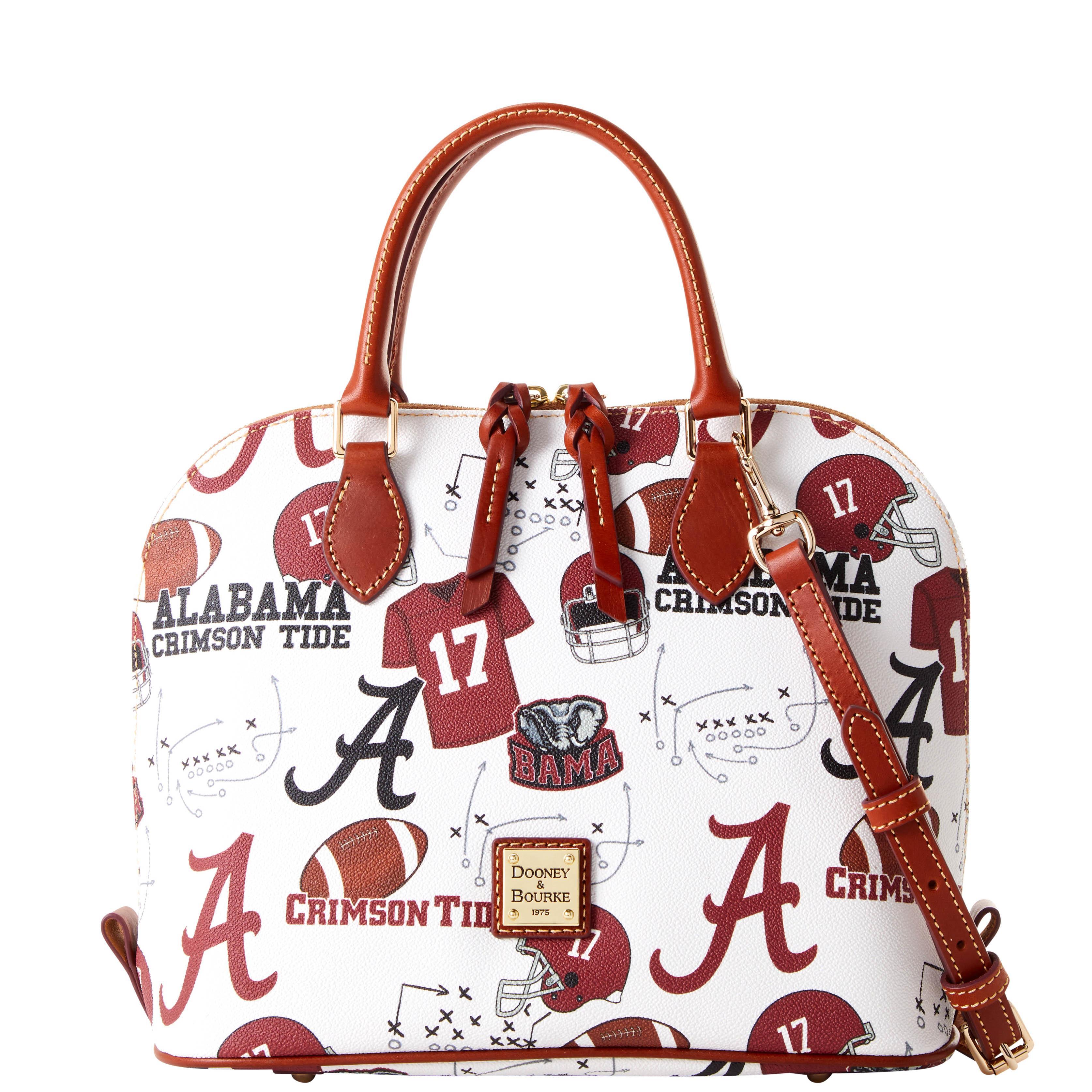 Dooney & Bourke Womens Collegiate University of Alabama Zip Zip Coated Cotton Satchel Bag in White Multi Product Image