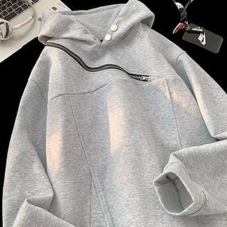 Asymmetric Zip Accent Hoodie Product Image