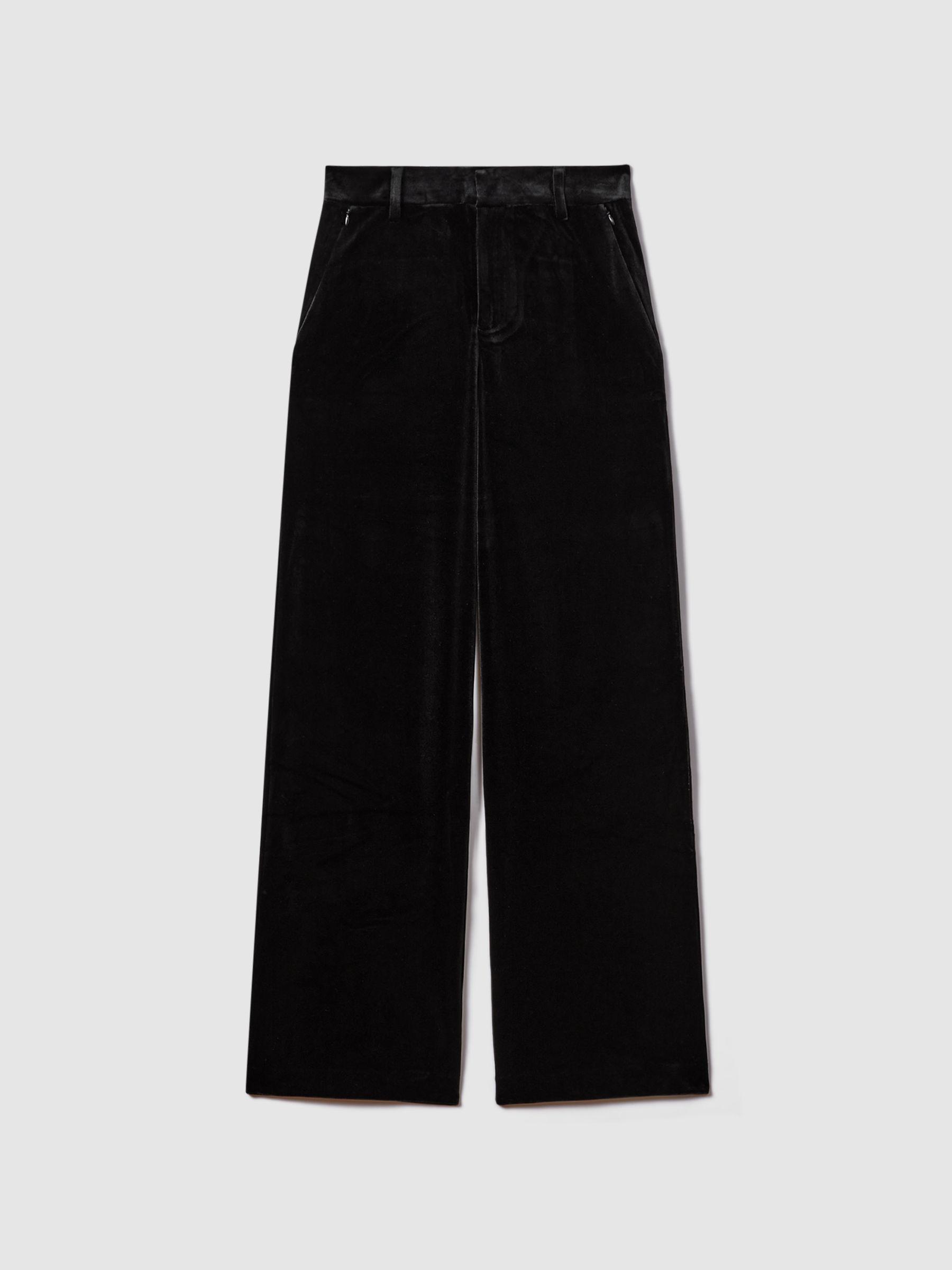 Good American Velvet Wide Leg Suit Trousers in Black Product Image