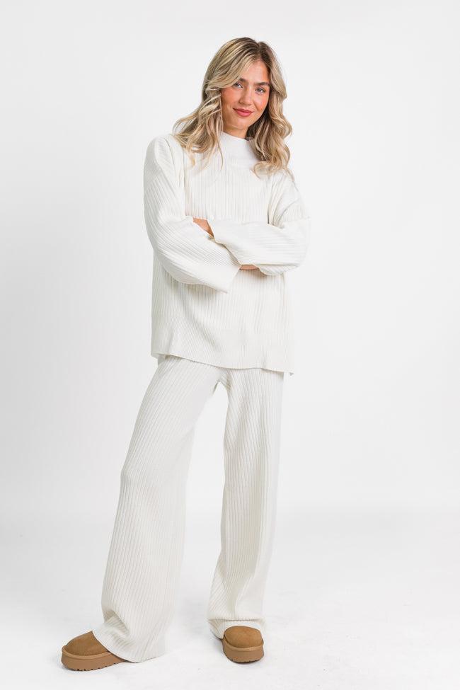 Good To Go Cream Mock Neck Ribbed Sweater FINAL SALE Product Image