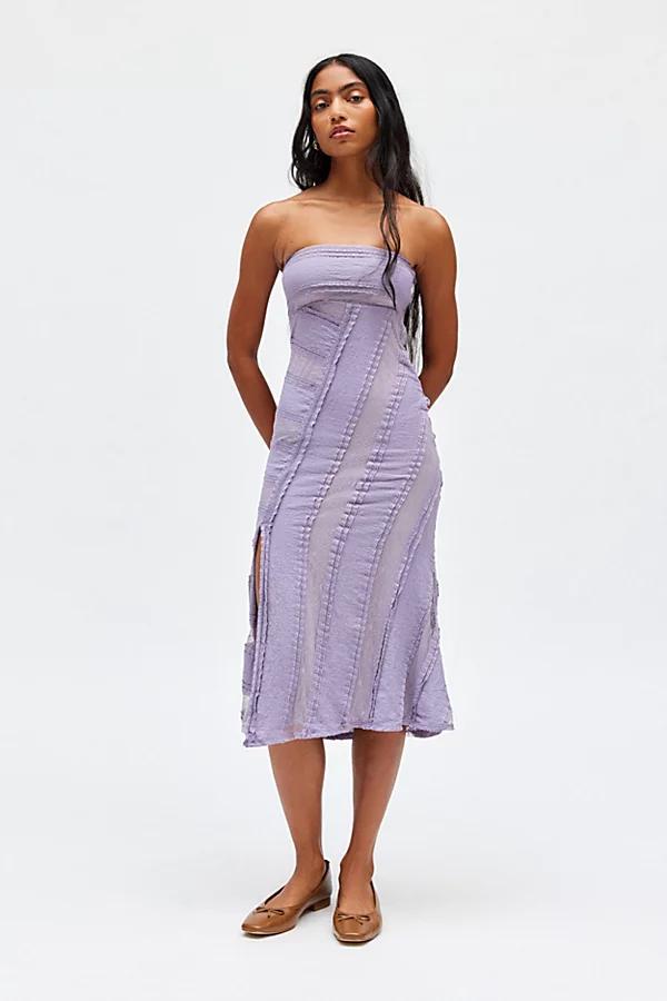 Kimchi Blue Sydney Asymmetric Lace Trim Strapless Midi Dress Womens at Urban Outfitters Product Image