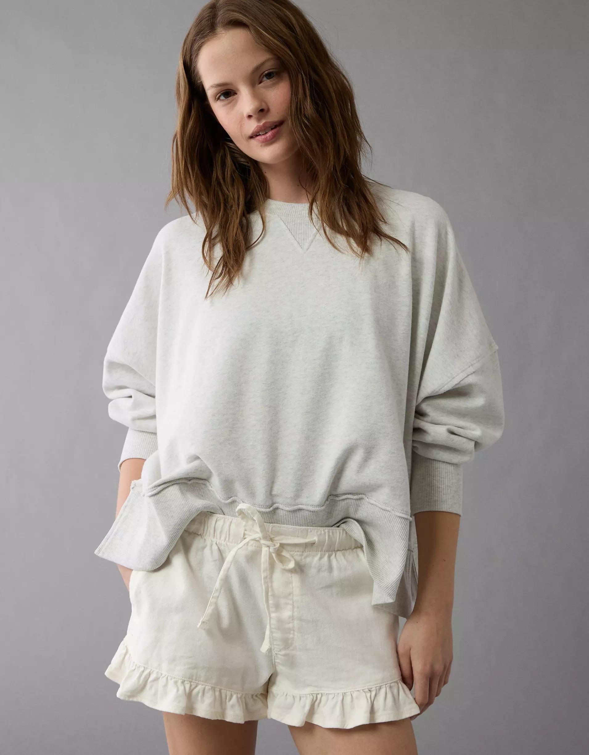 AE Stretch Linen-Blend Ruffle Short Product Image